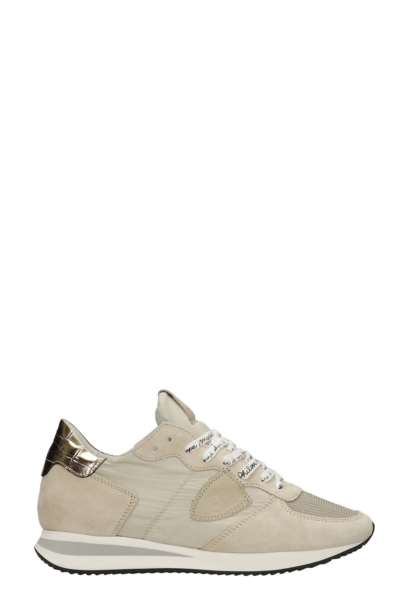 Philippe Model Trpx Sneakers In Beige Suede And Fabric