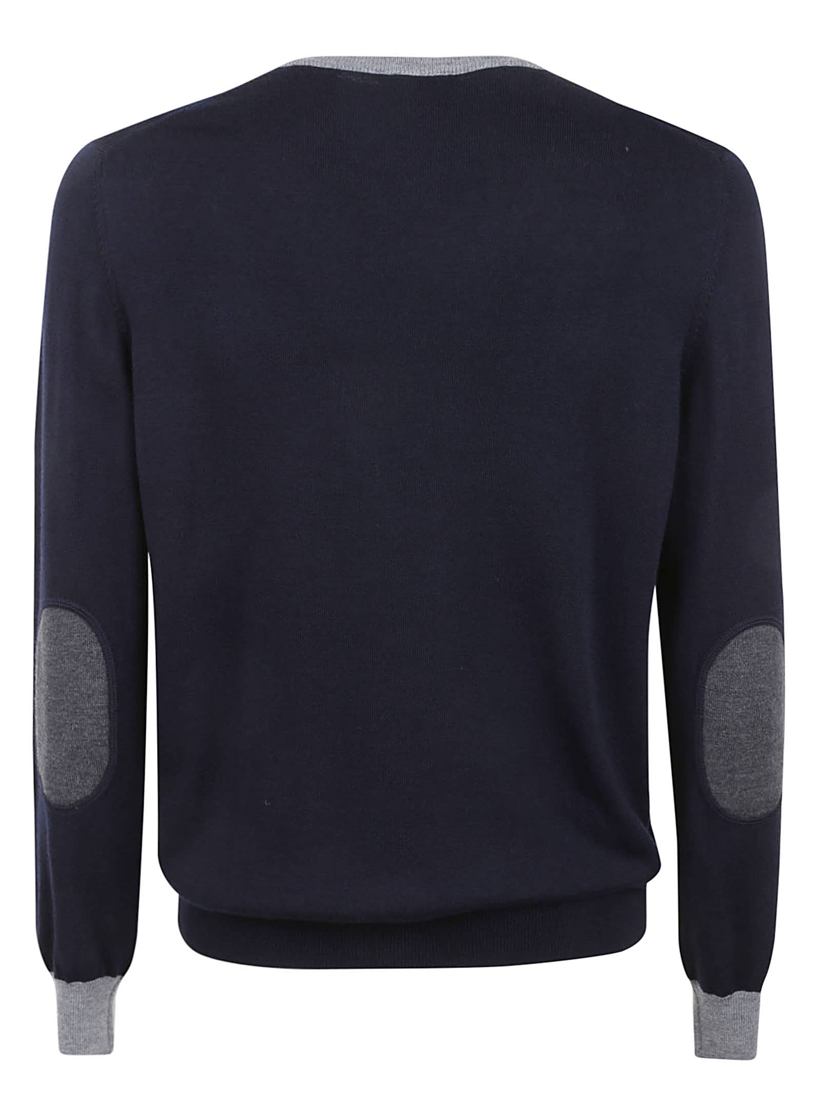 Shop Fay Padded Shoulder Rib Trim Sweater In (blu Navy)(grigio Blu)