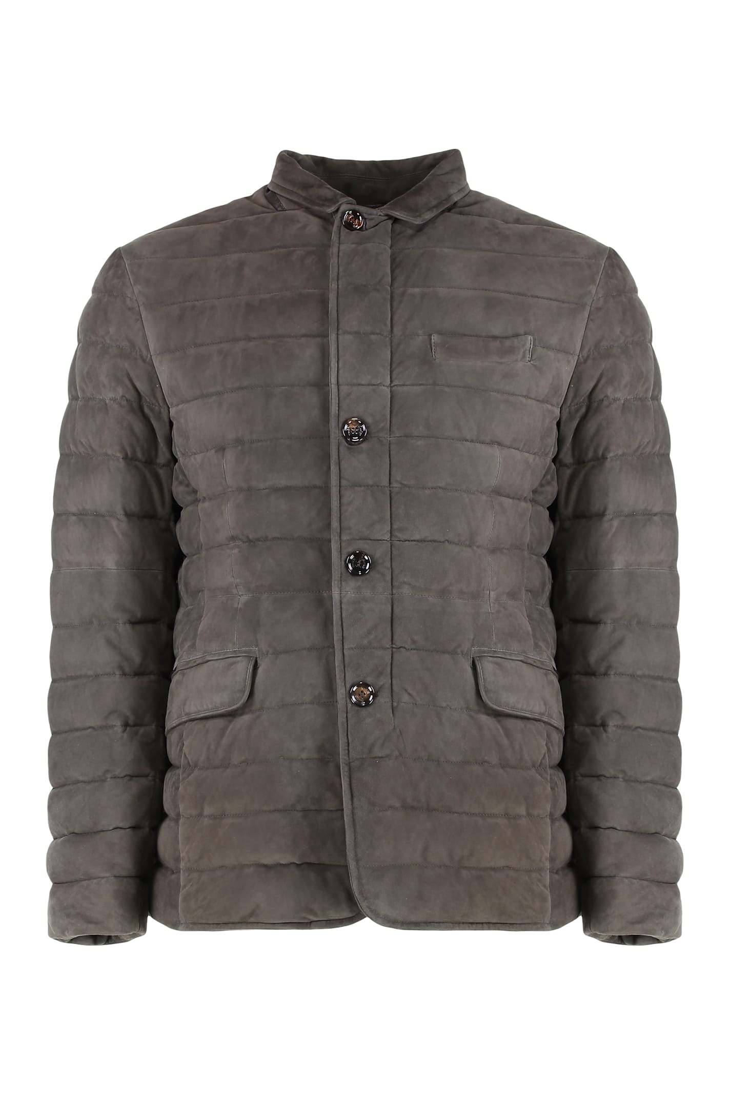 Moorer Zavyer Leather Padded Jacket In Brown