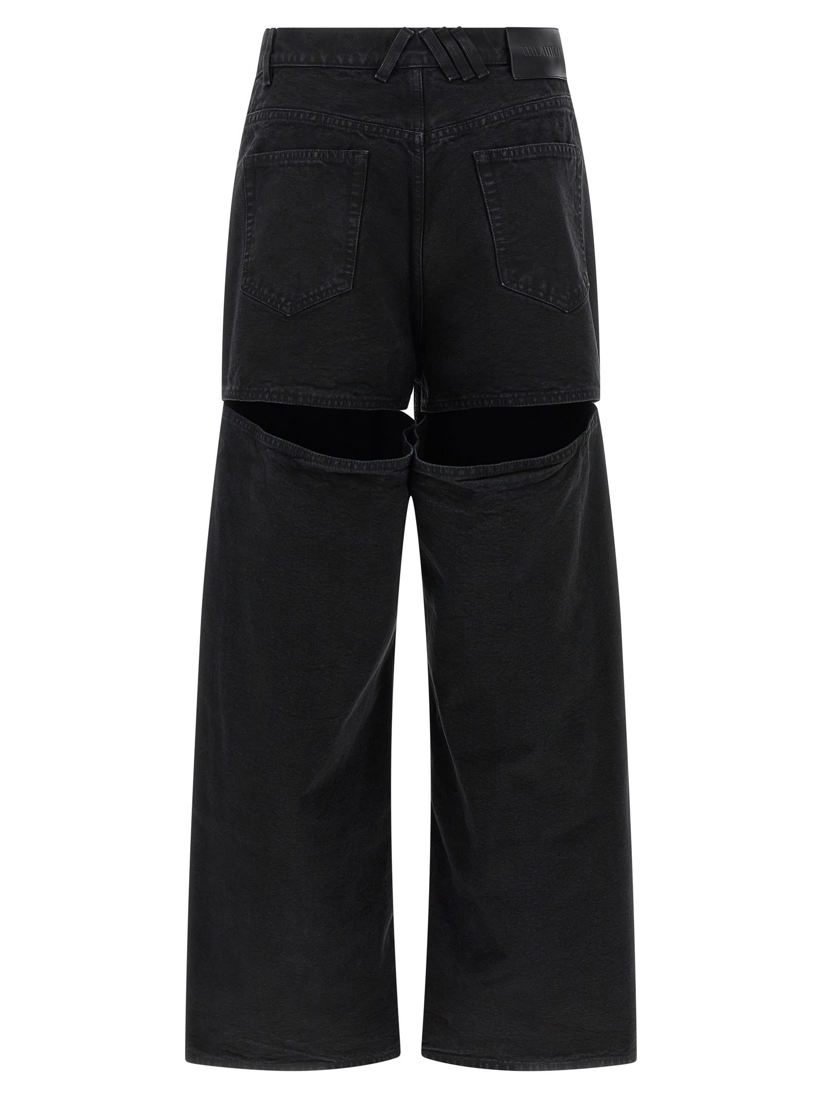 Attico Garment-dyed Cotton Denim Jeans In Black