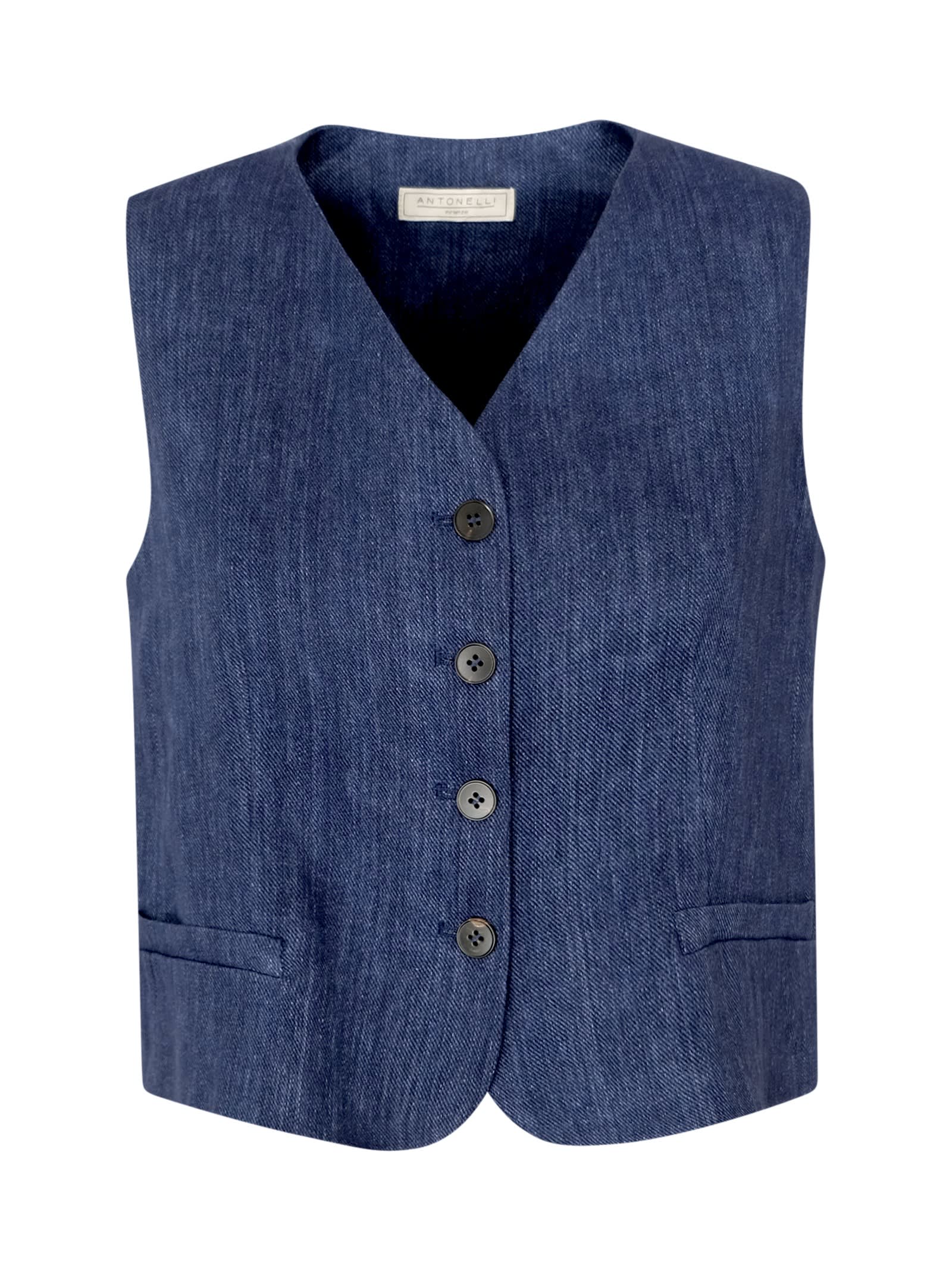 N3694 812 550 Denim Linen Frosinone Gilet