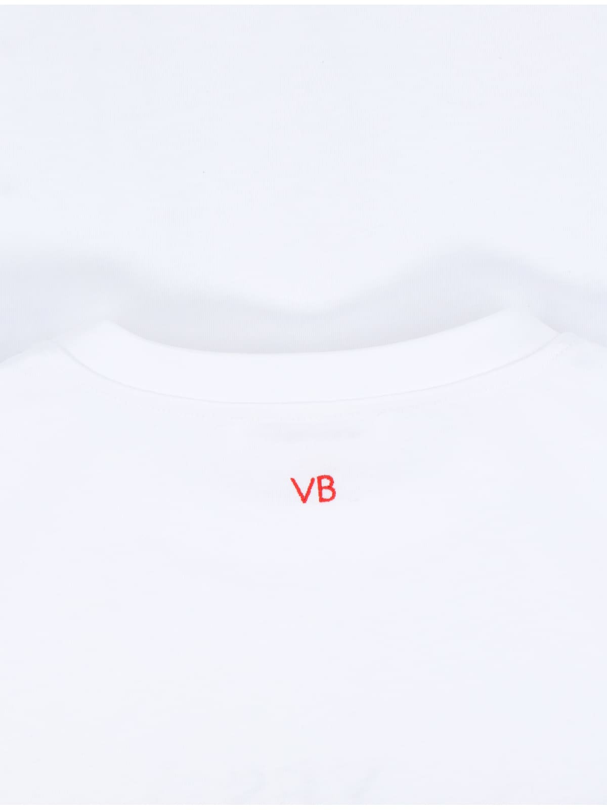 Victoria Beckham Graphic Print Crew Neck Short Sleeve Top In White