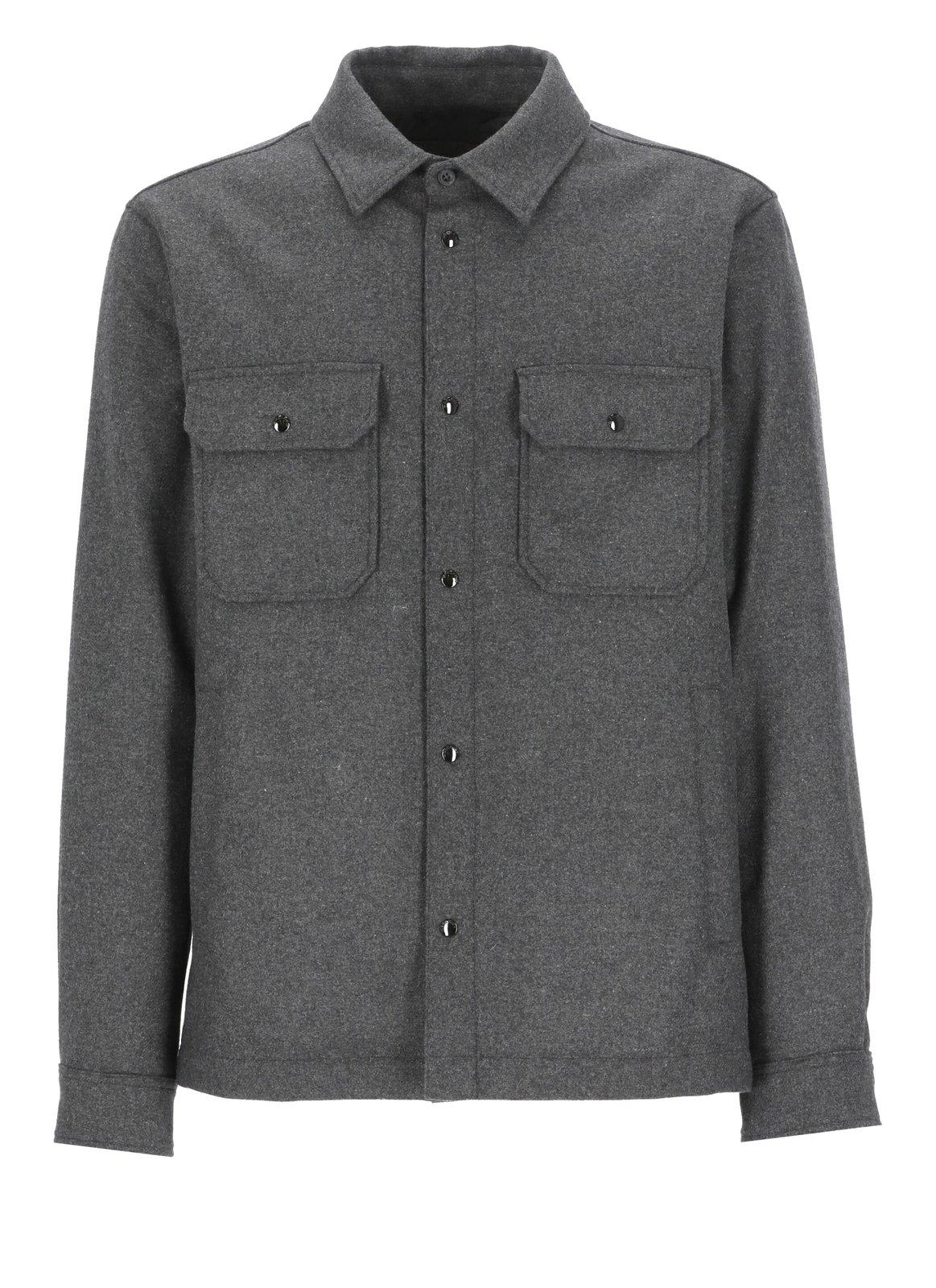 Shop Woolrich Alaskan Pocket Patch Overshirt In Grey