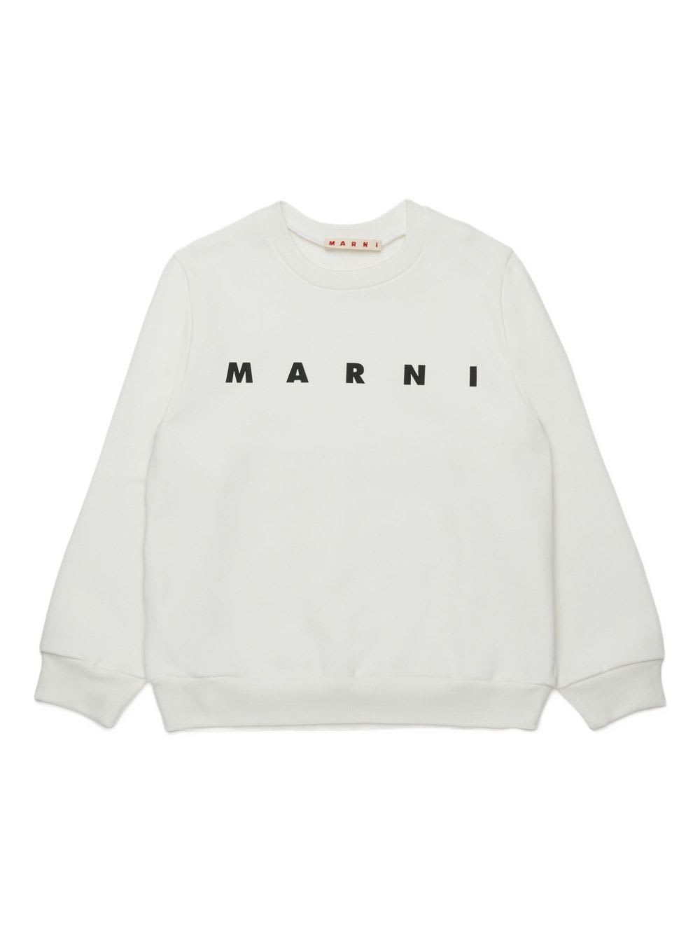 Marni Kids White Sweatshirt With Logo In White