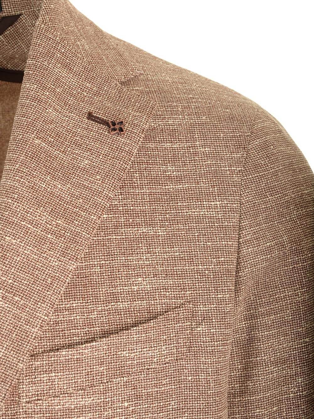 Shop Tagliatore Wool And Silk Textured Blazer In Beige