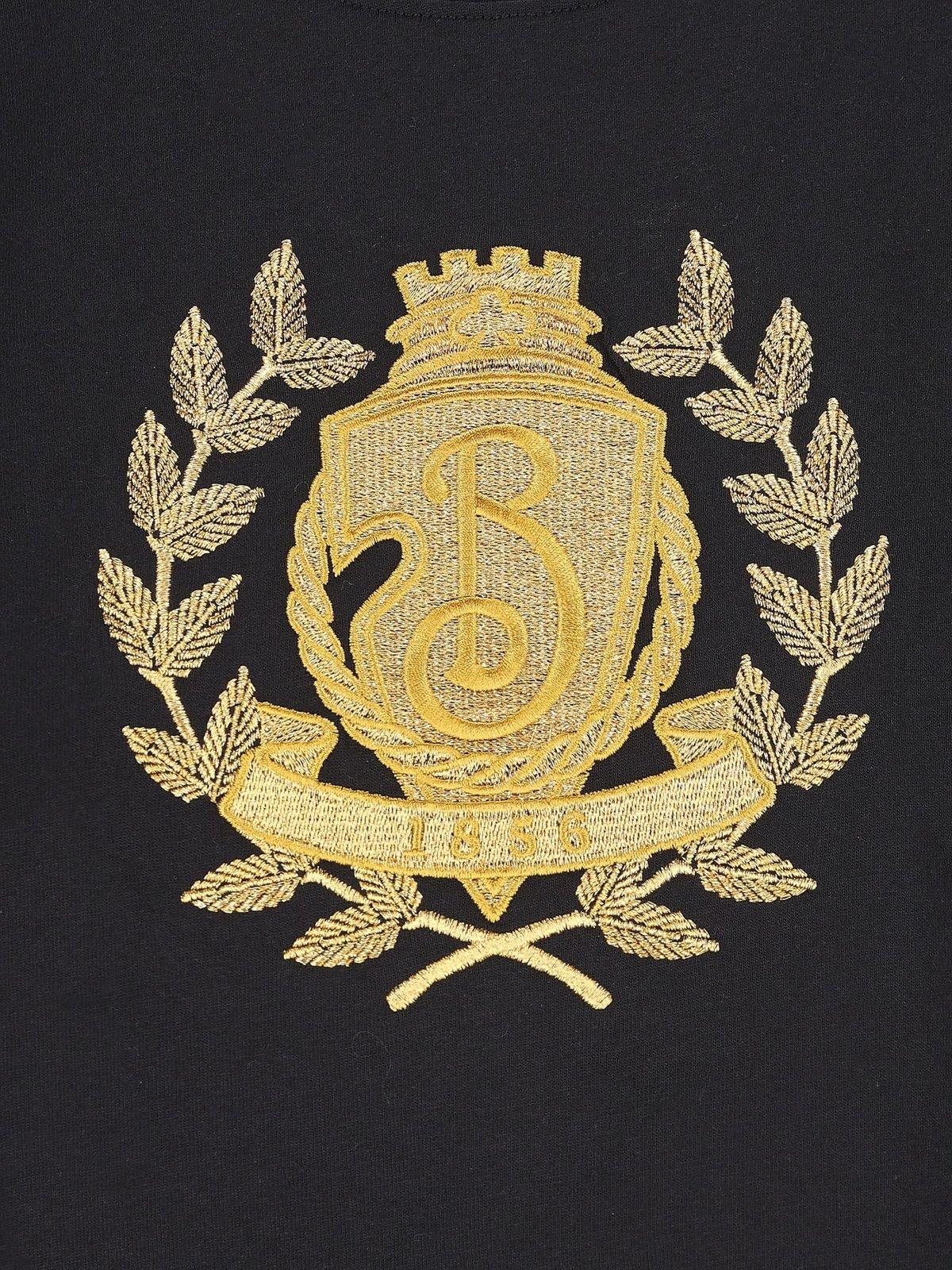 Burberry Embroidered Crest T-shirt In Black