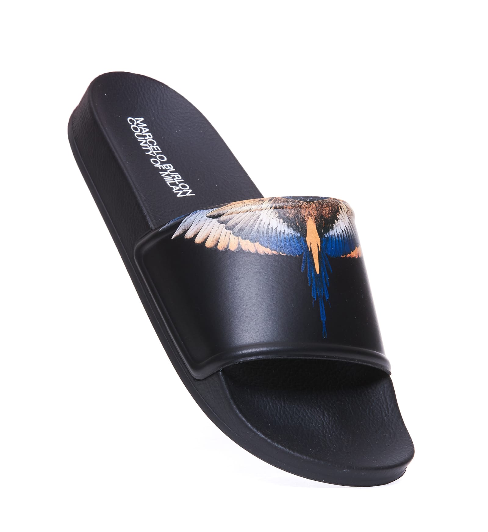 Shop Marcelo Burlon County Of Milan Icon Wings Slide Sandals In Black