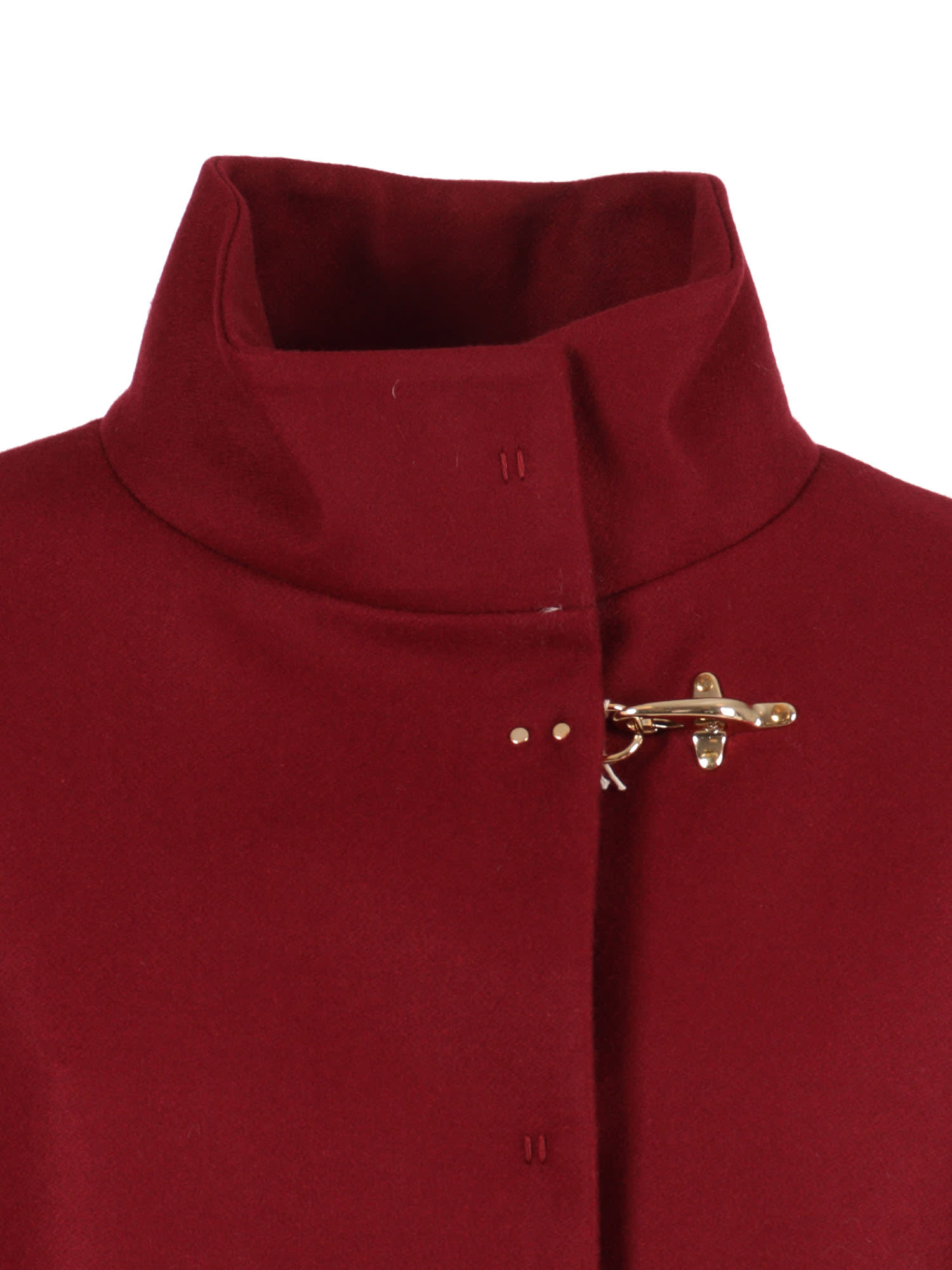 Fay Lined Wool Blend Cape With Hook Closure In Red