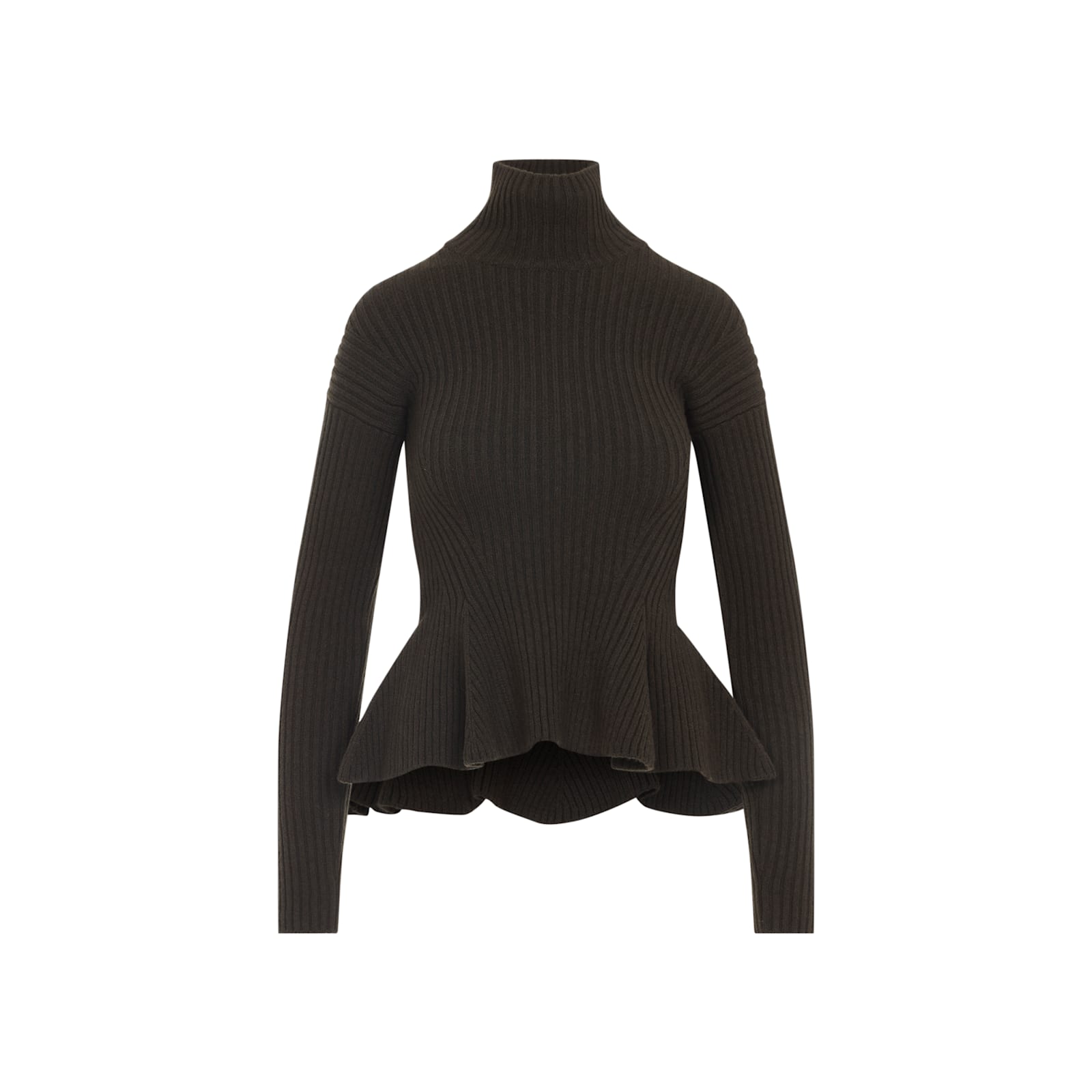 Max Mara Ribbed Wool Cashmere Turtleneck Sweater In Animal Print