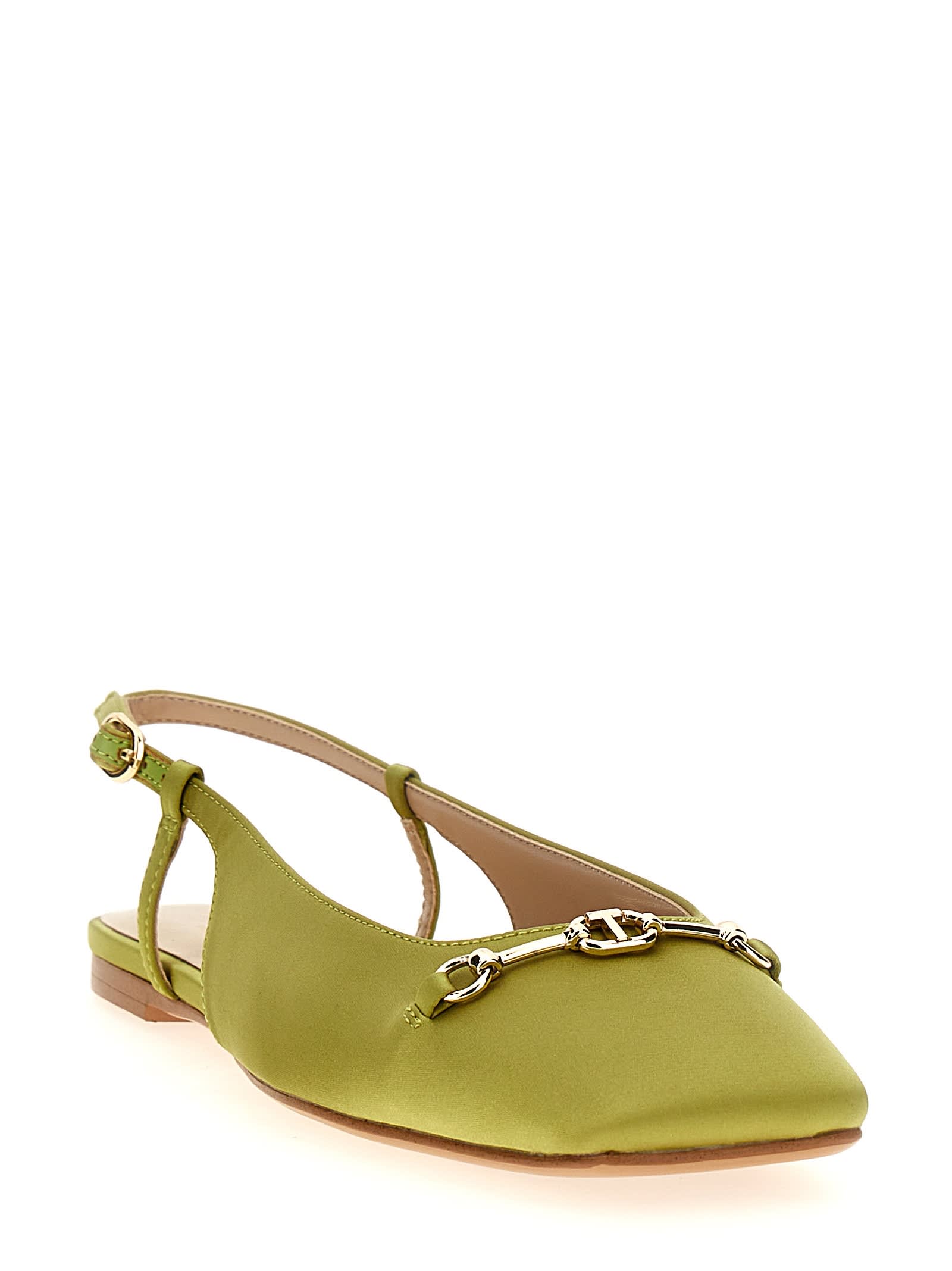 Shop Twinset Satin Slingback In Green