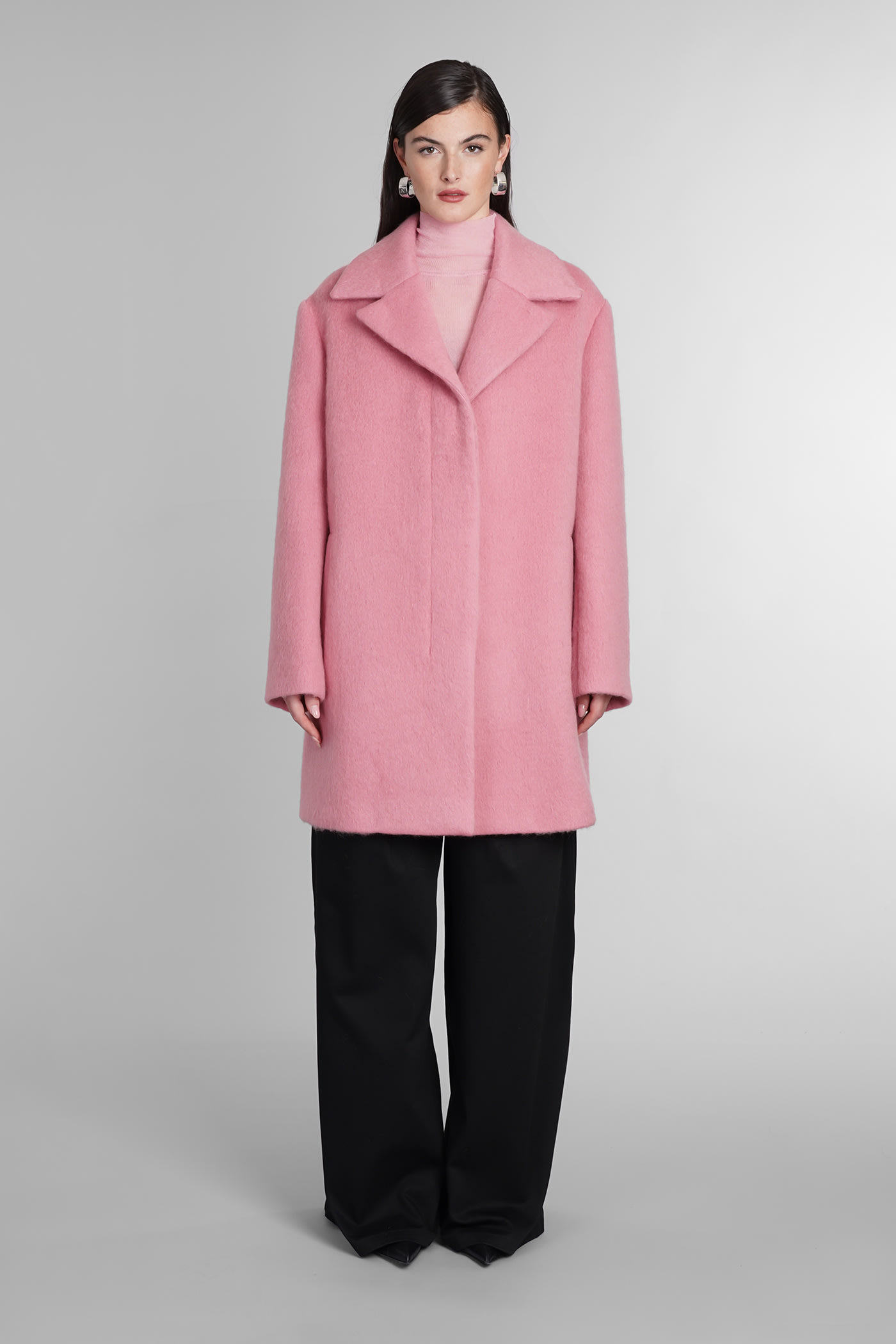 Jil Sander Coat In Rose-pink Wool In 655