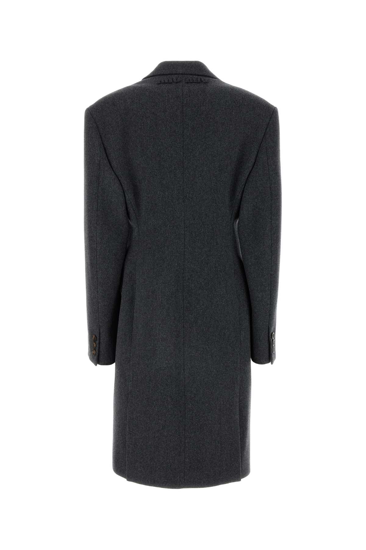 Miu Miu Dark Grey Wool Coat In Grigio