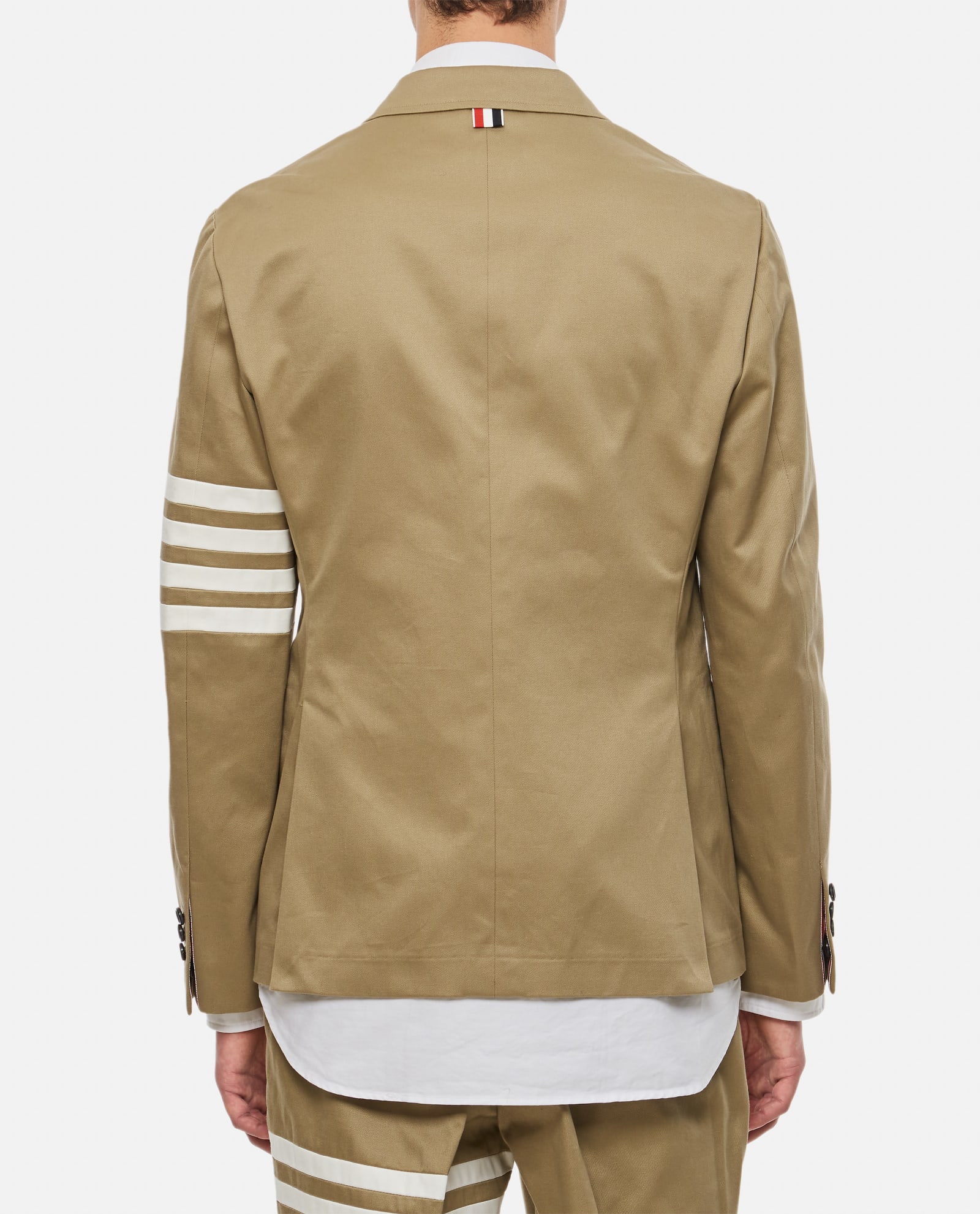 Thom Browne Classic Sport Jacket W/ 4 Bar In Cotton Twill In Beige