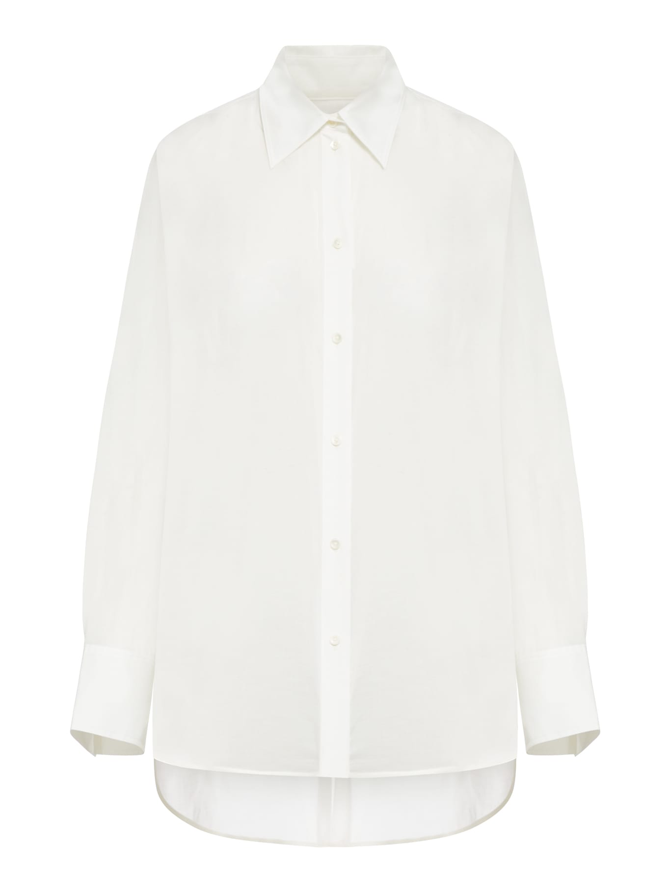 Shop Totême Kimono-sleeve Cotton Shirt In Off White