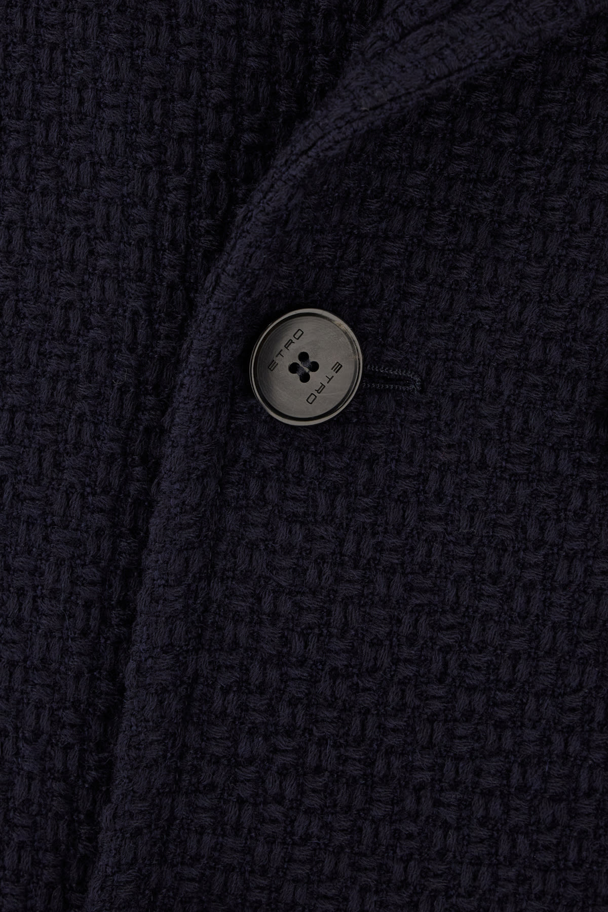 Etro Wool Coat With Lapels And Decorative Buttons In Blu Notte