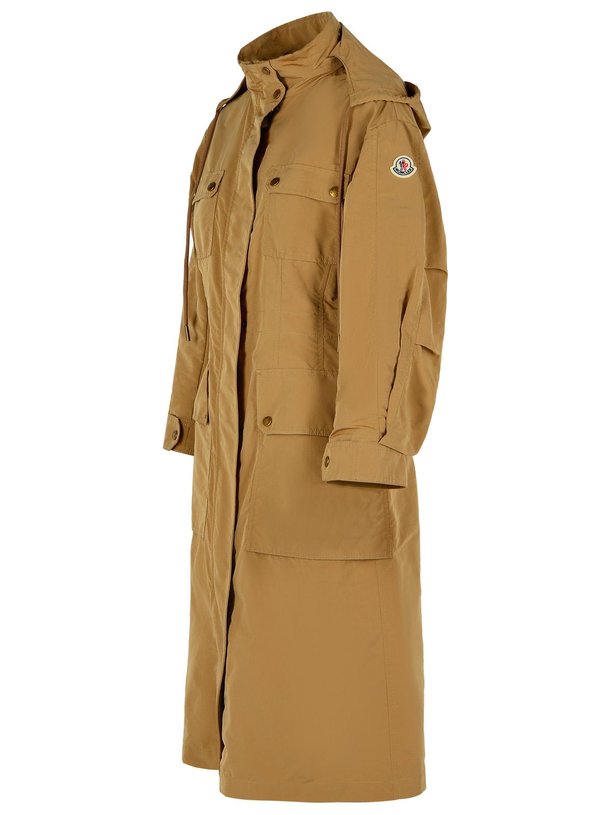 Moncler Drawstring Parka With Epaulettes And Hood In Brown