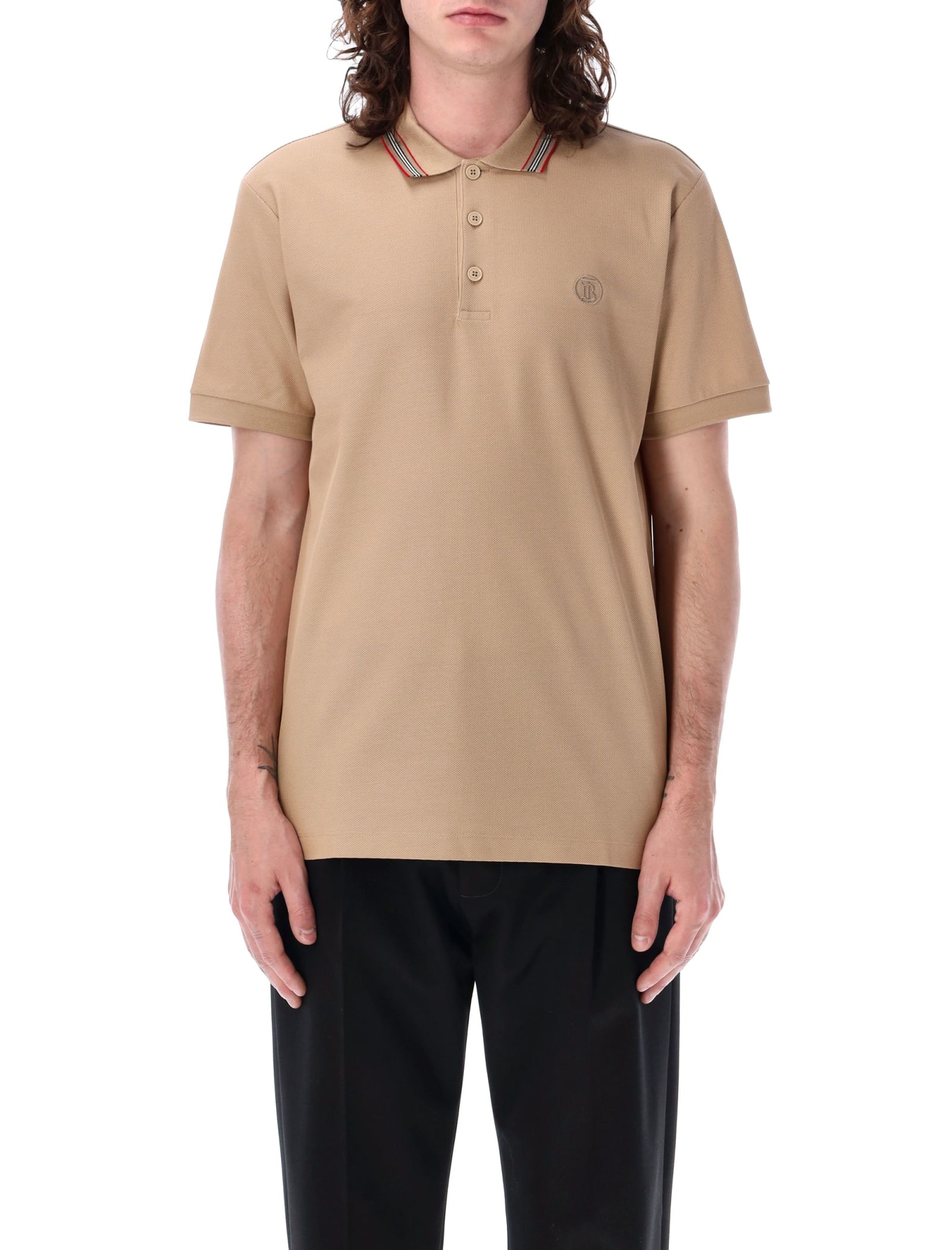 Shop Burberry Pierson Polo Shirt In Soft Fawn