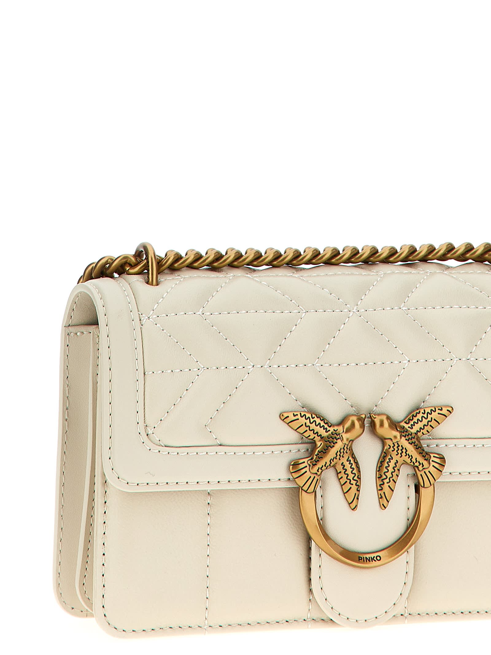 Shop Pinko Love One Mini Crossbody Bag In White