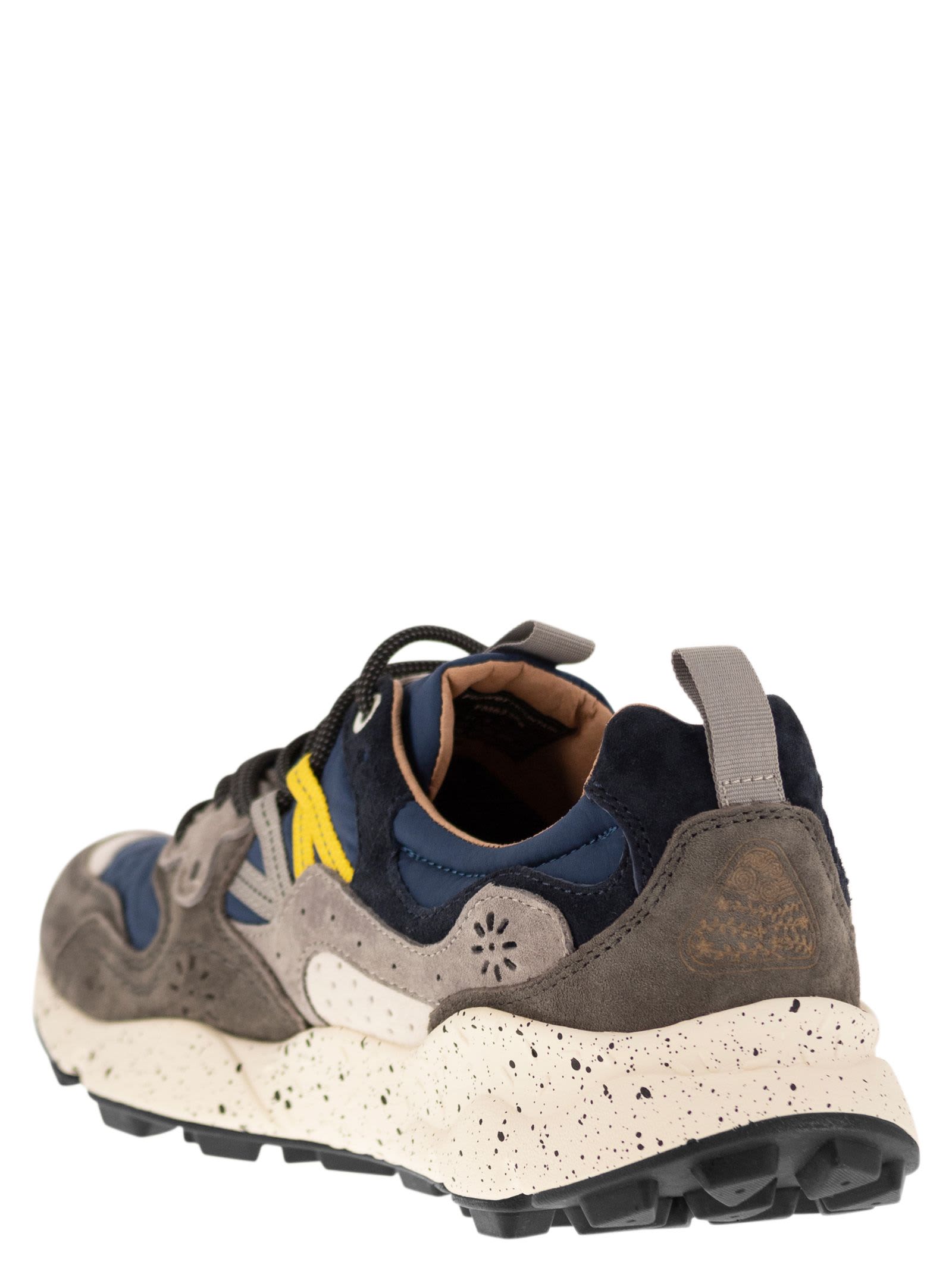 Shop Flower Mountain Yamano 3 - Sneakers In Suede And Technical Fabric In Grey