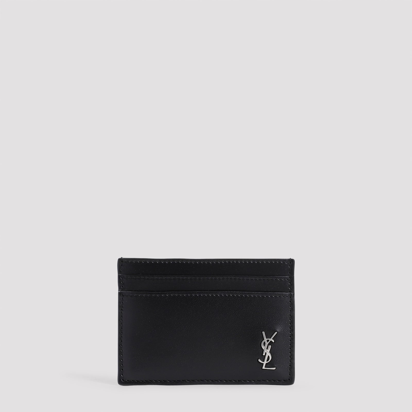 Shop Saint Laurent Calf Leather Card Holder In Nero