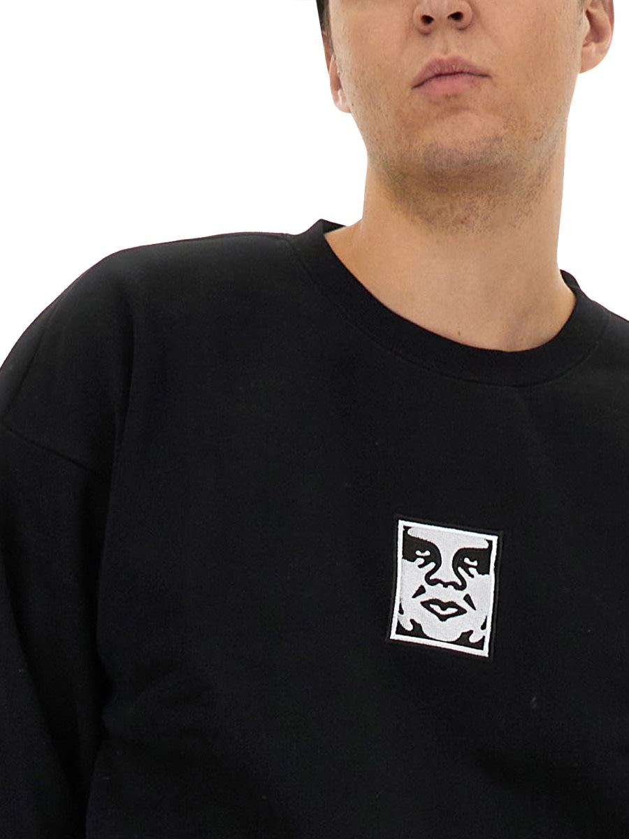 Shop Obey Cotton Sweatshirt In Black