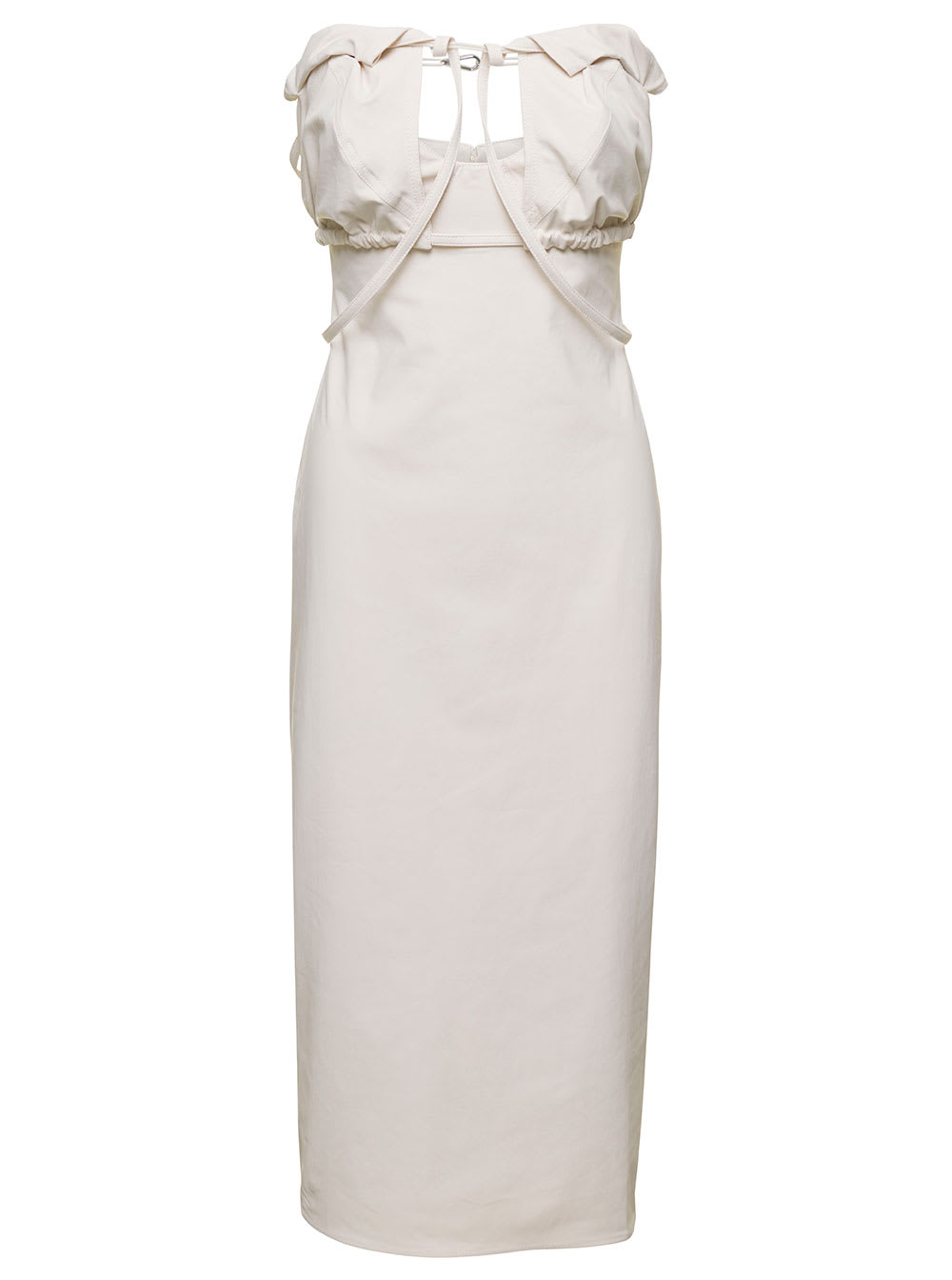 Shop Jacquemus La Robe Bikin Midi White Dress In Cotton Blend Woman