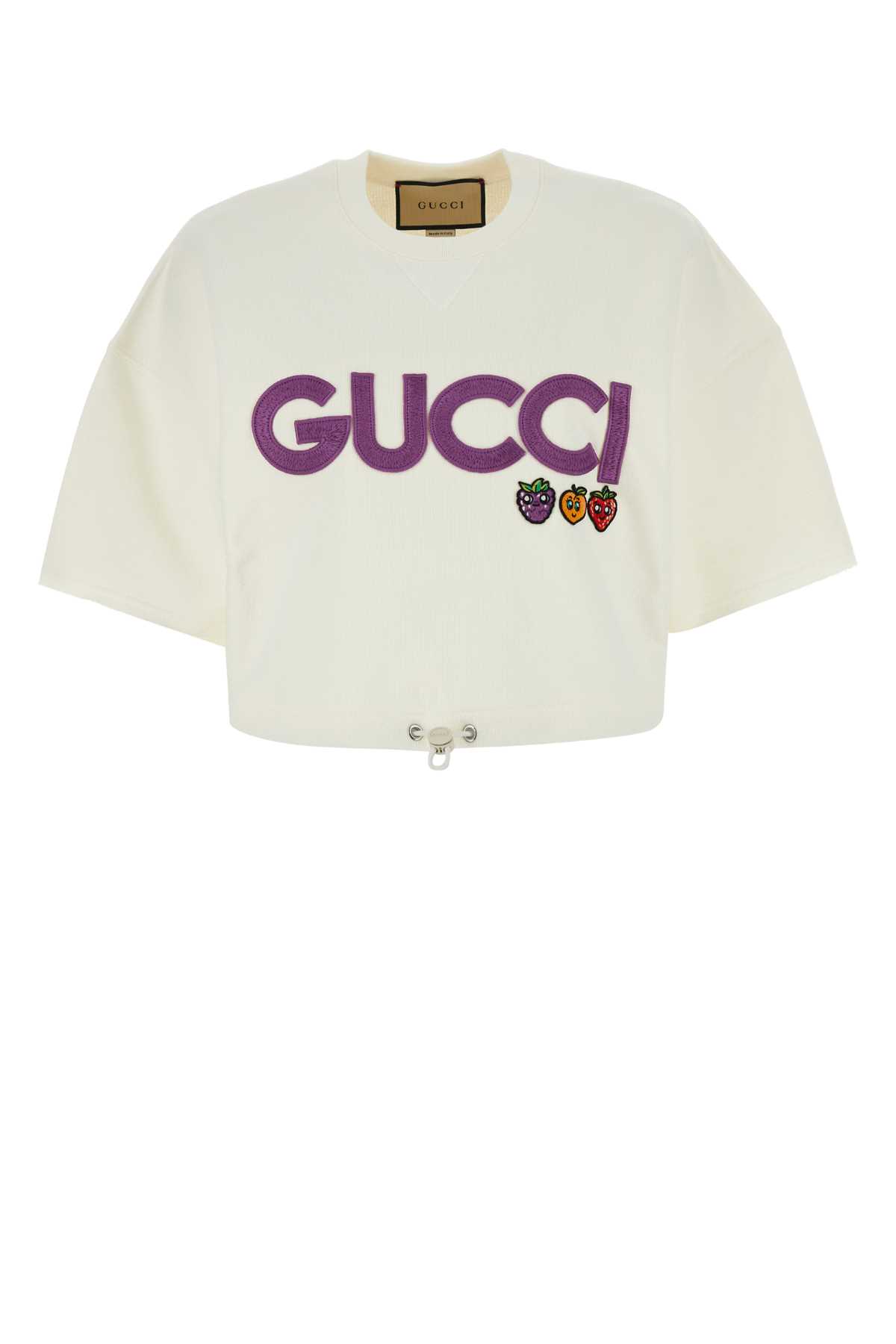 Shop Gucci White Cotton Oversize T-shirt In Sunlightmix