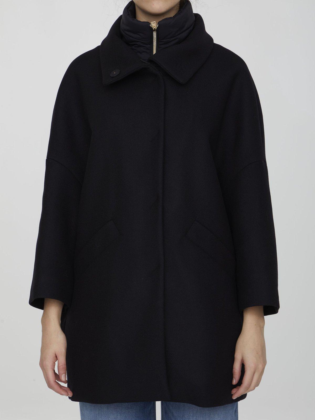 Shop Herno Snap-buttoned High Neck Jacket In Nero