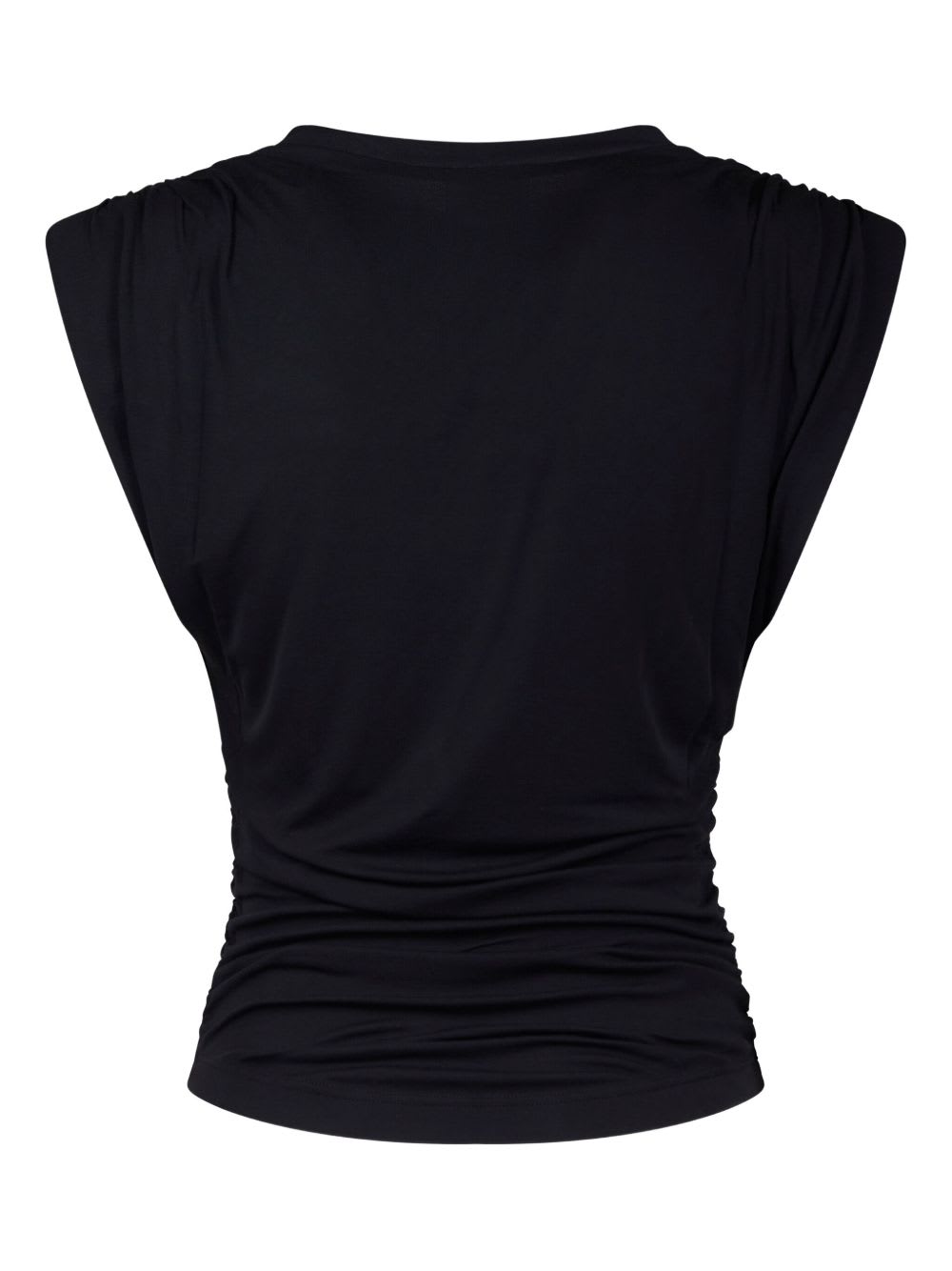 Isabel Marant Étoile Fitted Black Top With Gathered Shoulders And Ruched Sides In Black