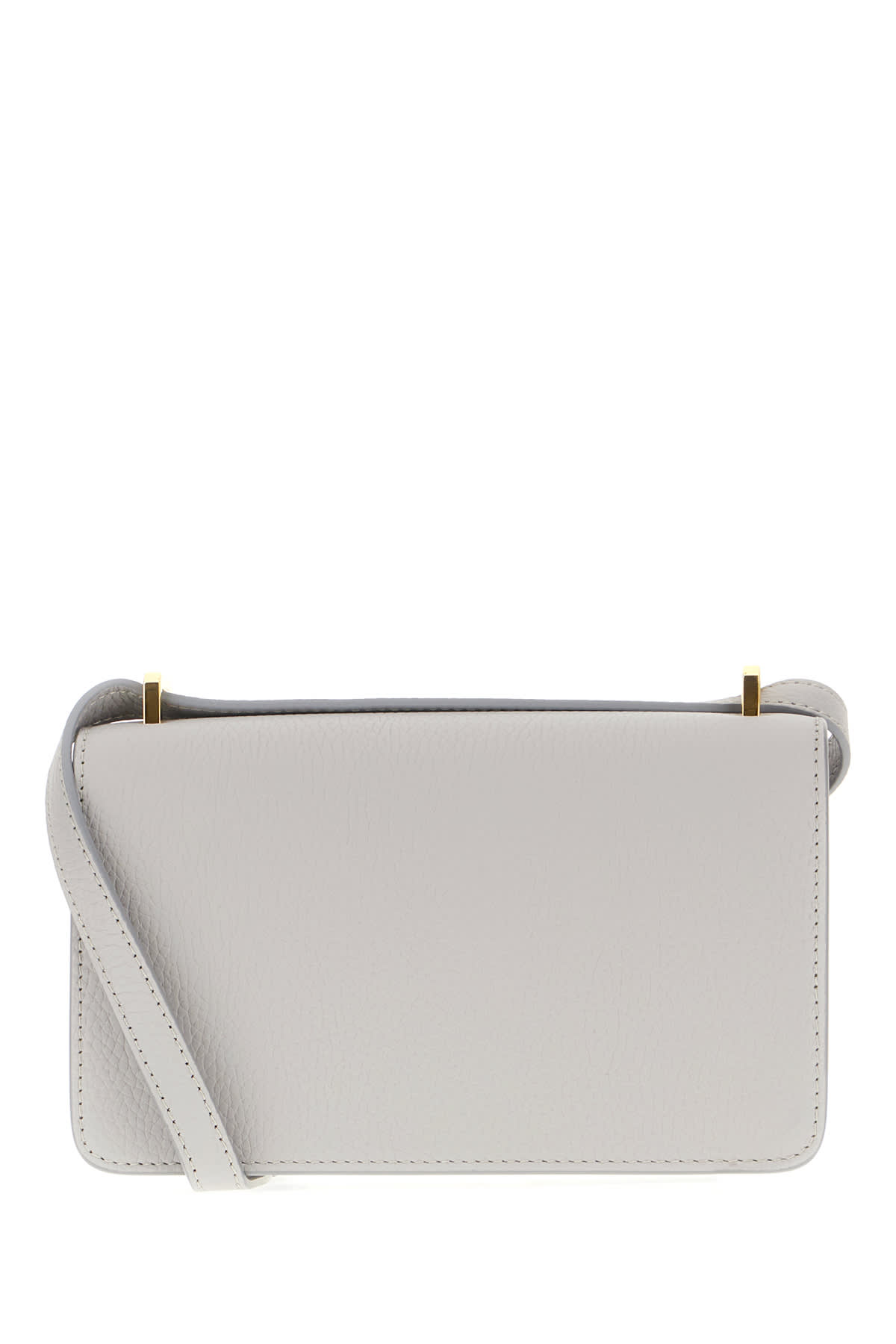 Shop Burberry Light Grey Leather Mini Tb Crossbody Bag In A1373