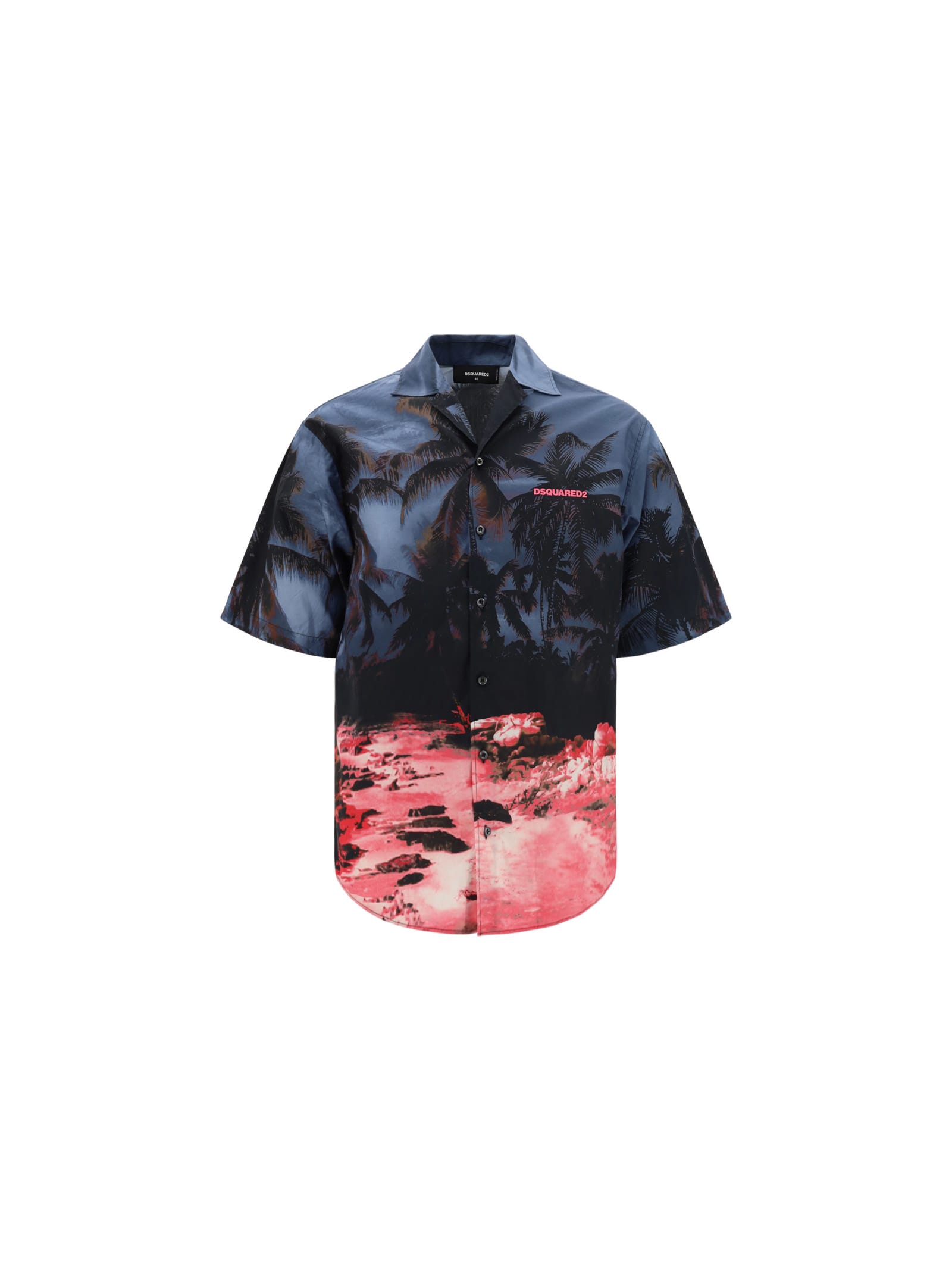 Shop Dsquared2 Bowling Shirt In Blue/pink