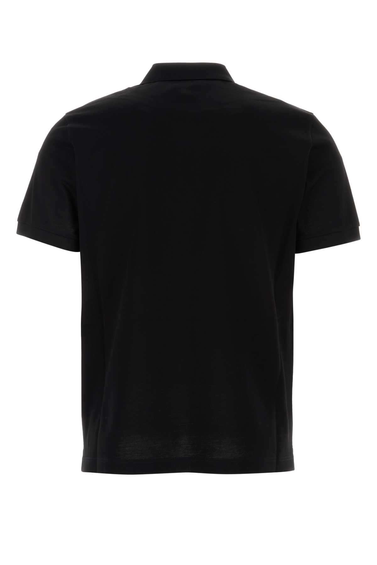 Shop Prada Black Cotton Piquet Polo Shirt In Nero