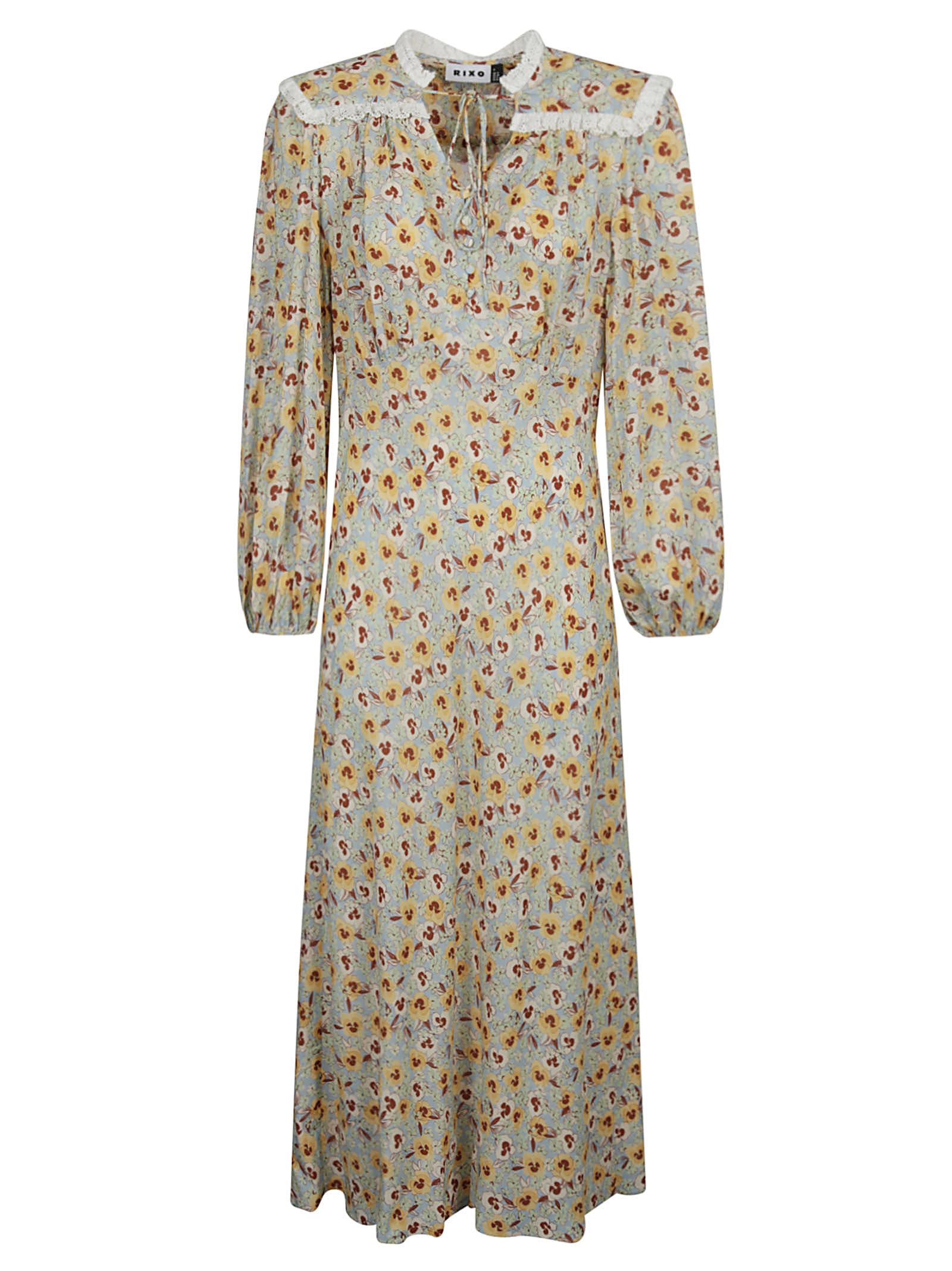 RIXO All-over Floral Print Long Dress