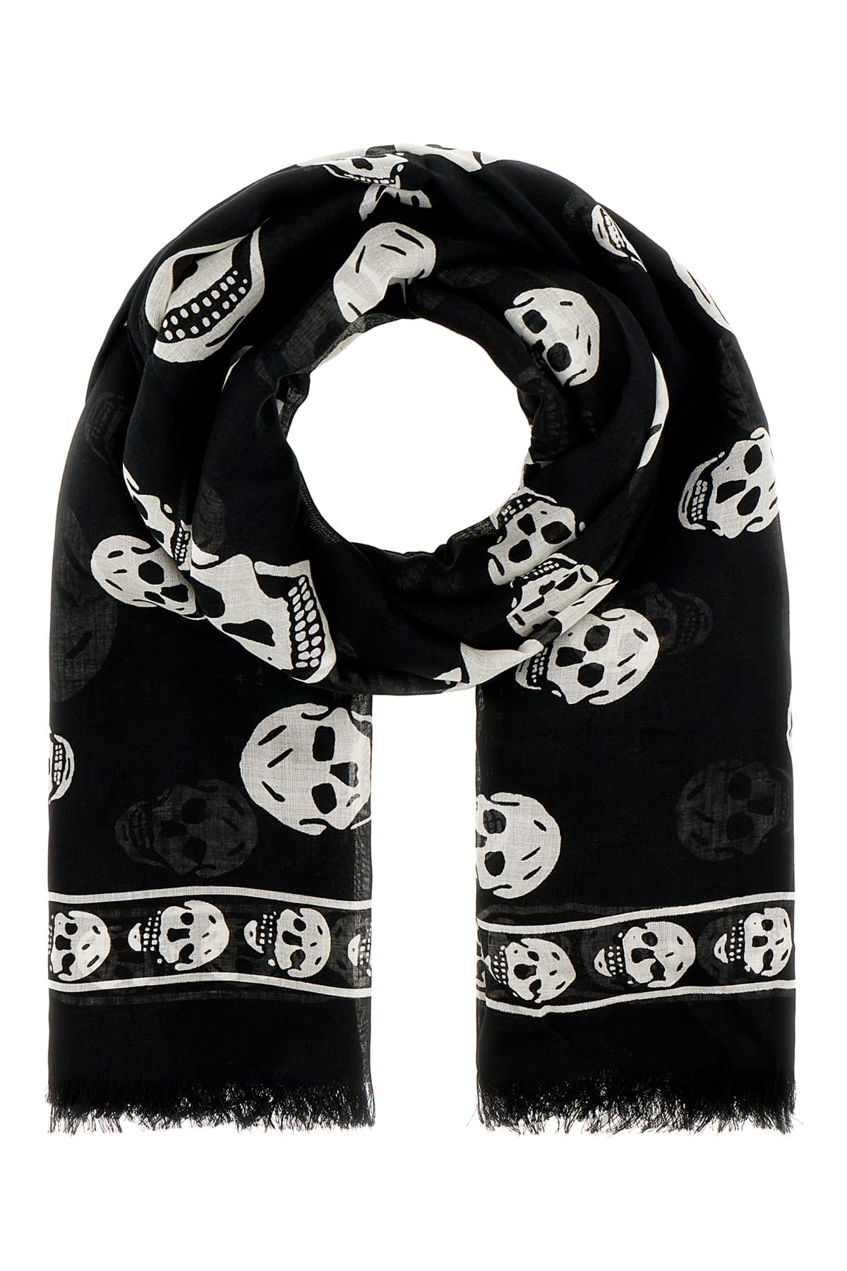 Alexander Mcqueen Scarf With Skull Print All-over In Black