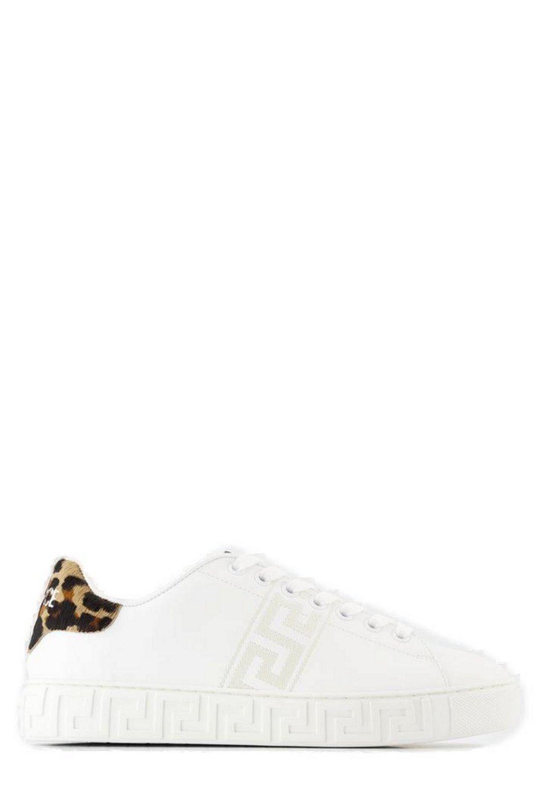 Leopard Embroidered Greca Sneakers