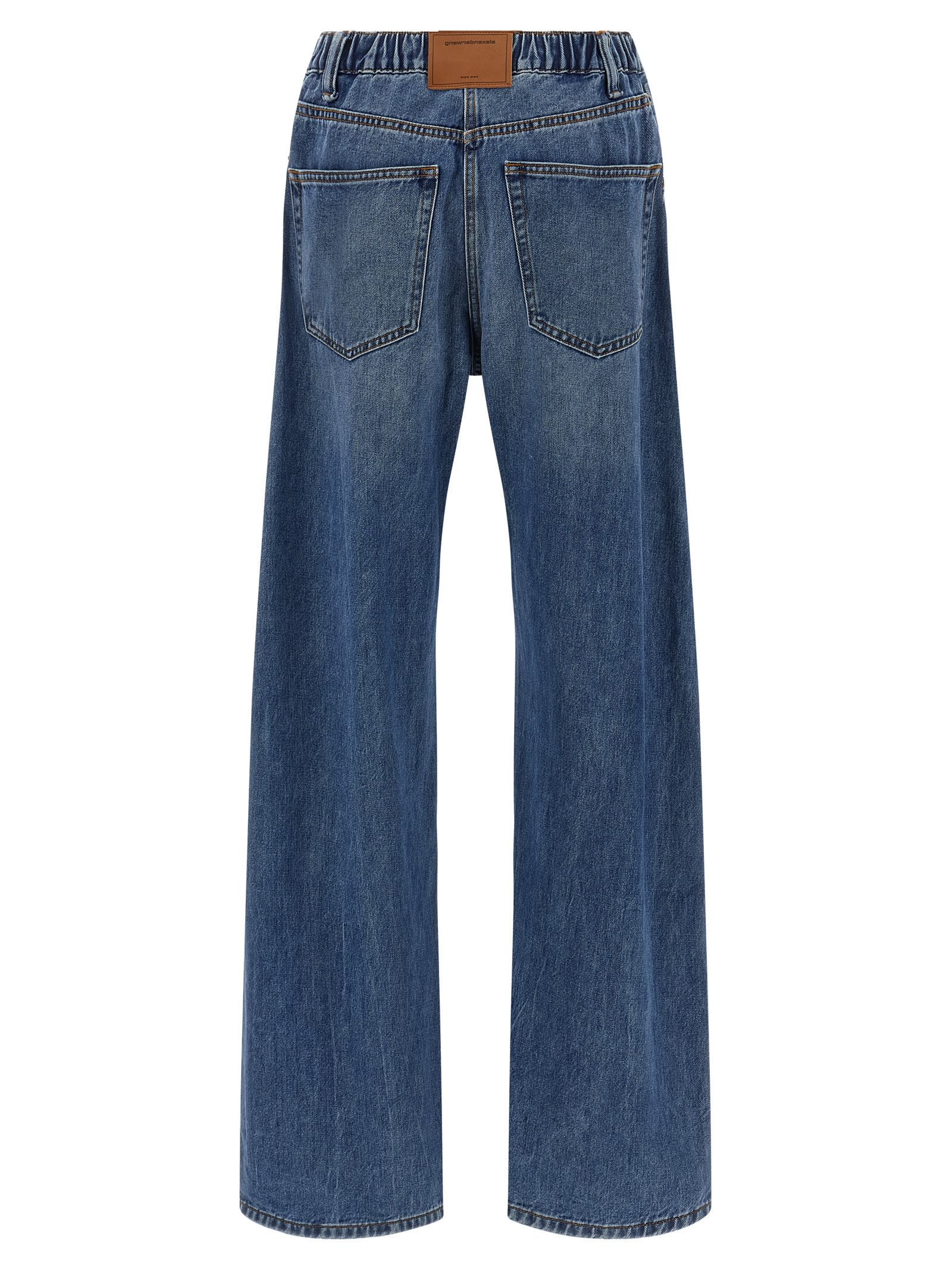 Alexander Wang Wide-leg Denim Jeans With Embossed Logo Detail In Blue