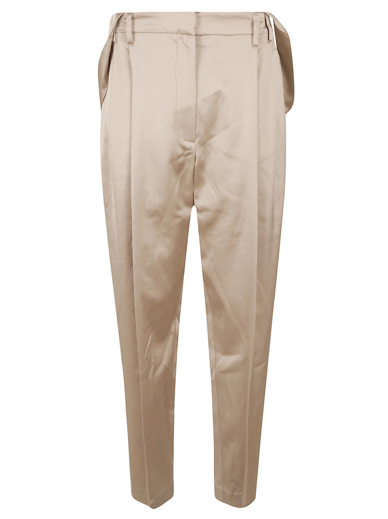 Shop Brunello Cucinelli Wide Leg Plain Trousers In Bleeker Beige