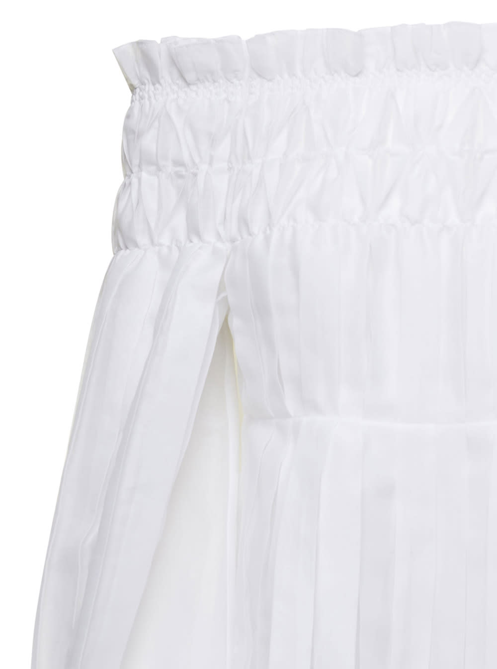 Shop Alberta Ferretti White Pleated Off-shoulder Blouse In Organza Woman In Bianco