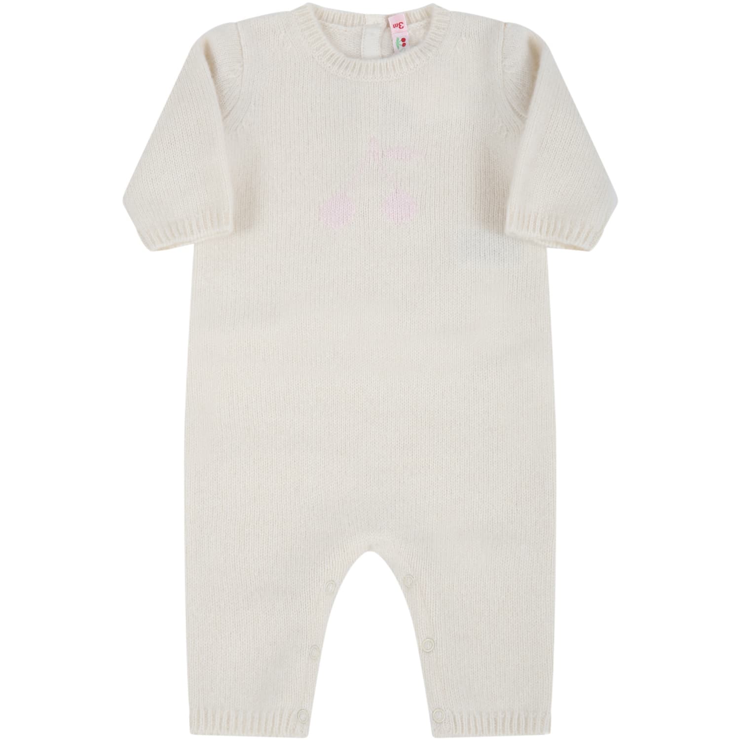 Bonpoint Ivory Jumpsuit For Baby Girl With Cherries
