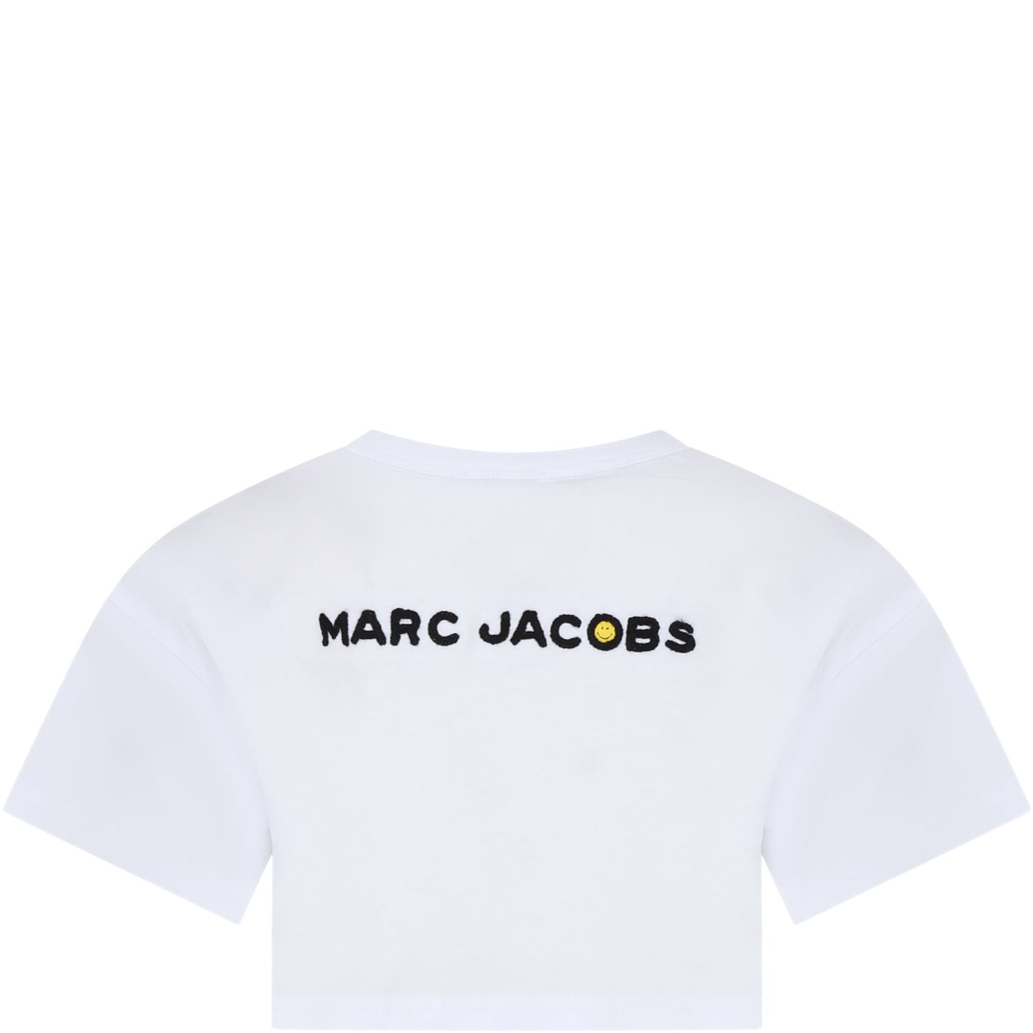 Shop Marc Jacobs White T-shirt For Girl With Smiley And Logo In Bianco