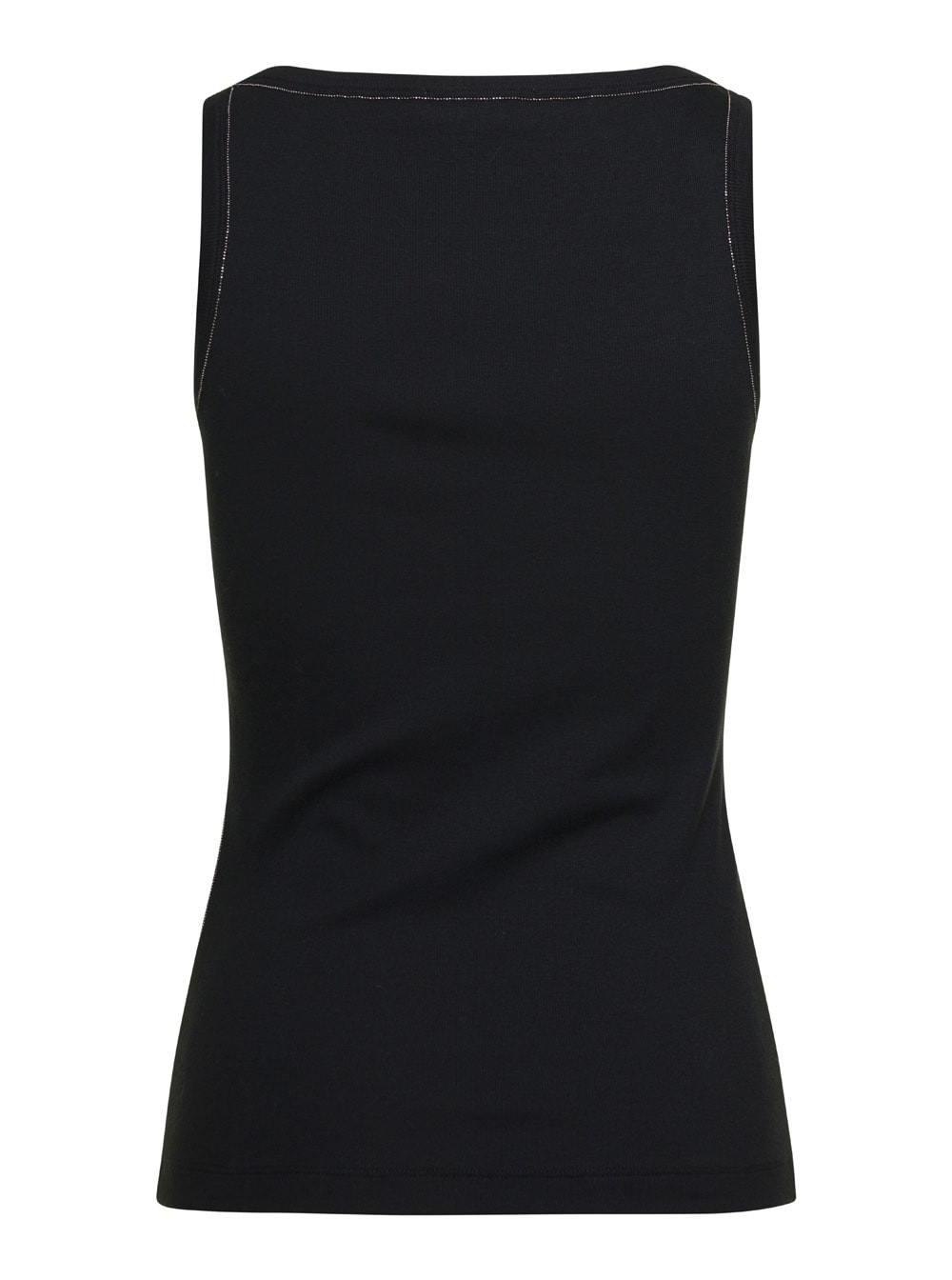 Shop Fabiana Filippi Black Tank Top With Bead-embellishment In Cotton Woman