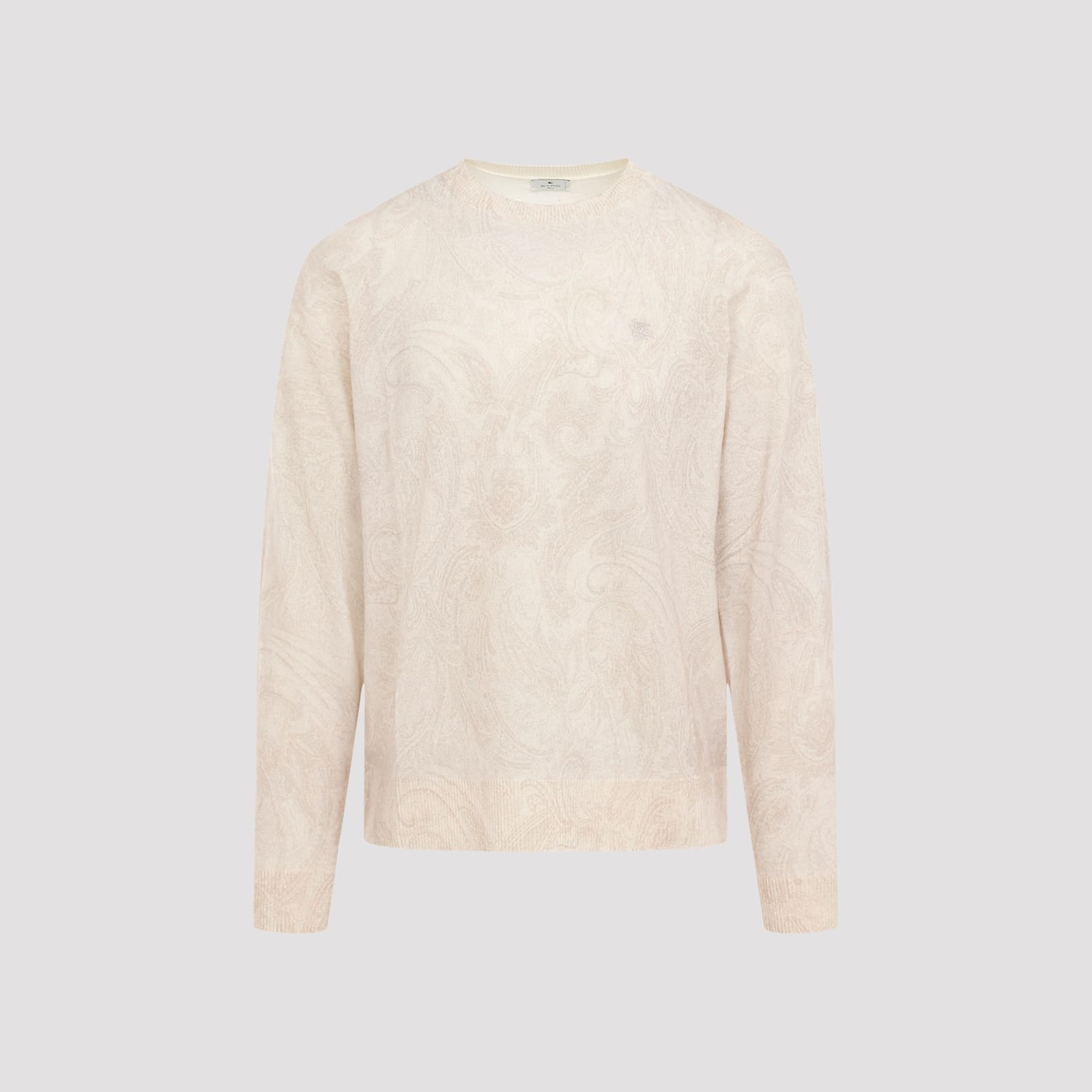 Shop Etro Knitted Crewneck In Grigio Verde