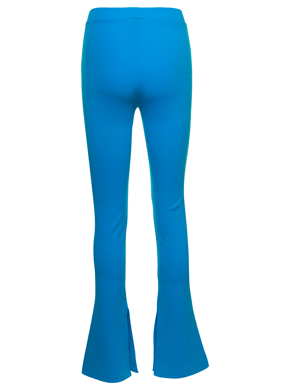 Shop Off-white Light Blue Flared Leggings With Contrasting Logo Print In Stretch Polyamide Woman