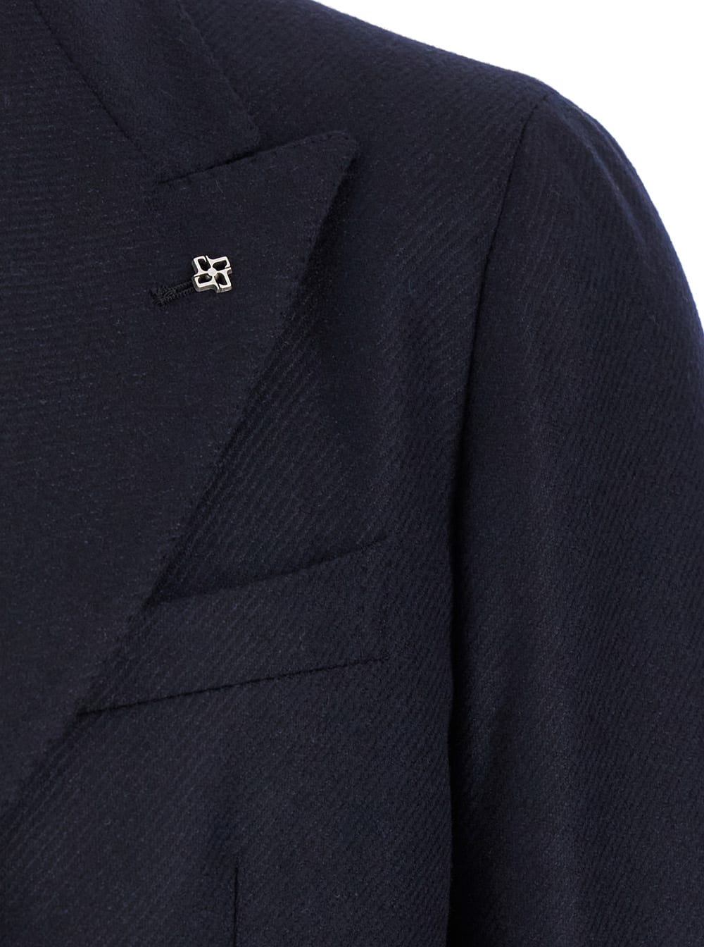 Shop Tagliatore Blue Double-breasted Jacket With Patch Pockets In Wool Blend Man