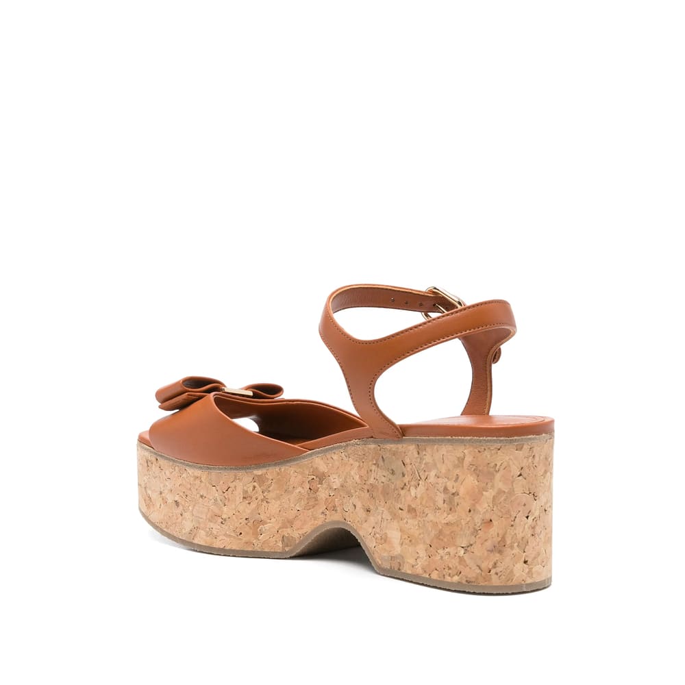 Ferragamo Selna Leather Bow Platform Sandals In Multi