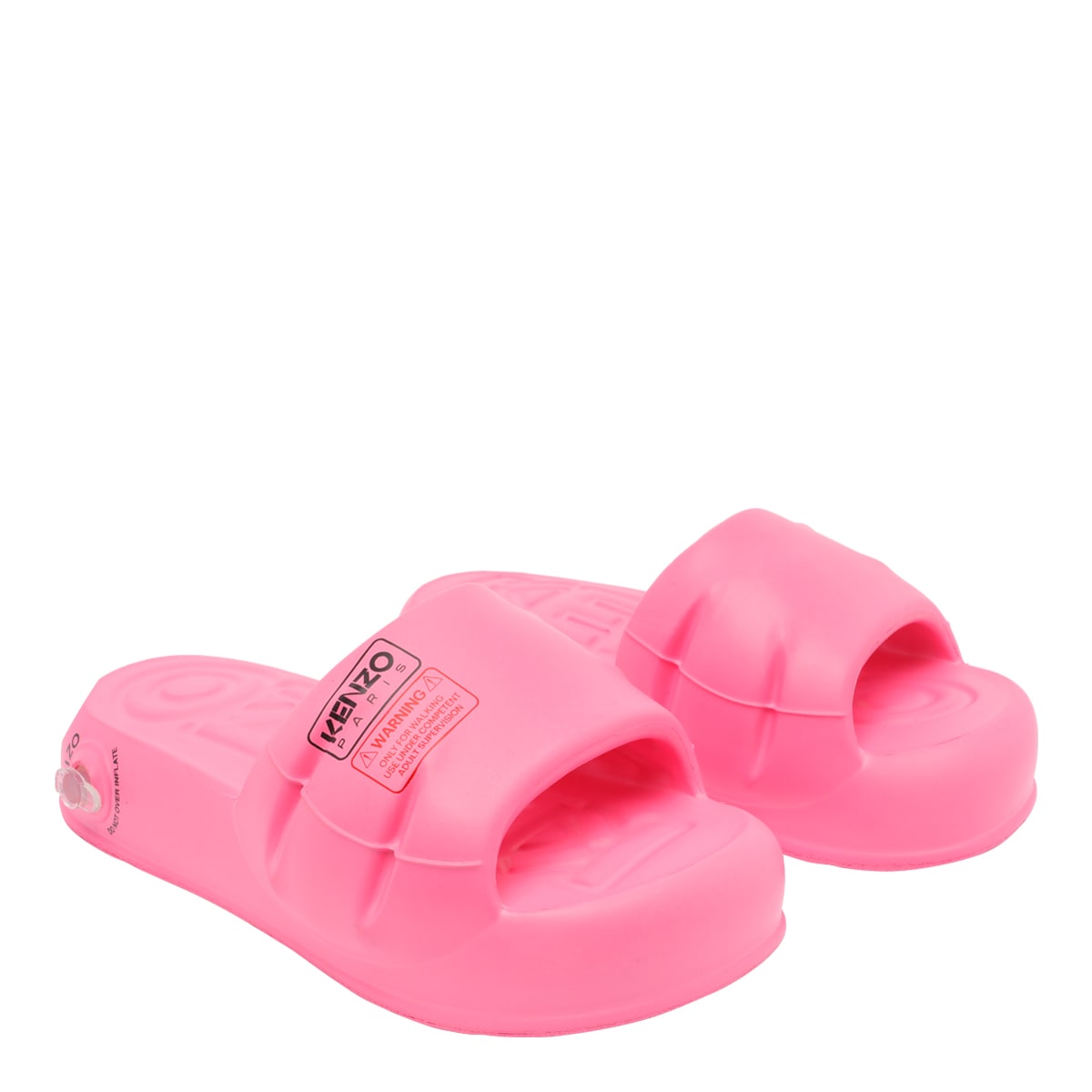 Kenzo Rubber Open Toe Slide Mules In Pink