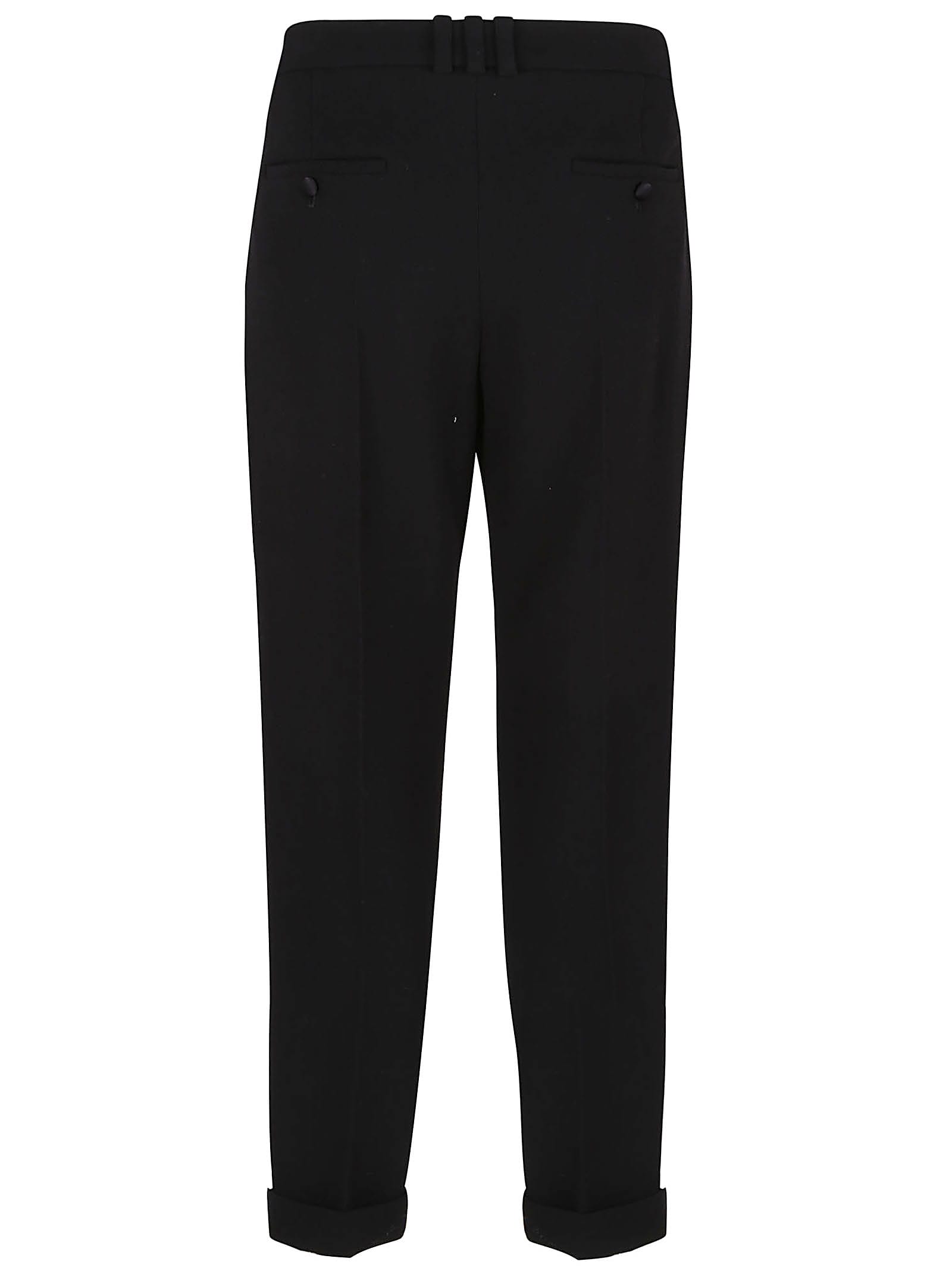 Balmain Tailored Straight Leg Wool Pants In Black