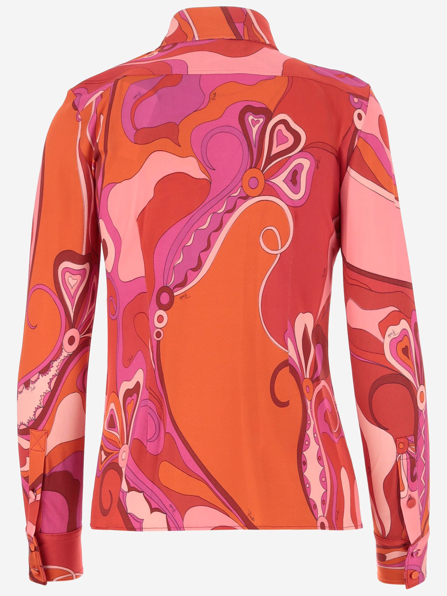 Shop Pucci Satin Jersey Shirt With Orchid Pattern In Red