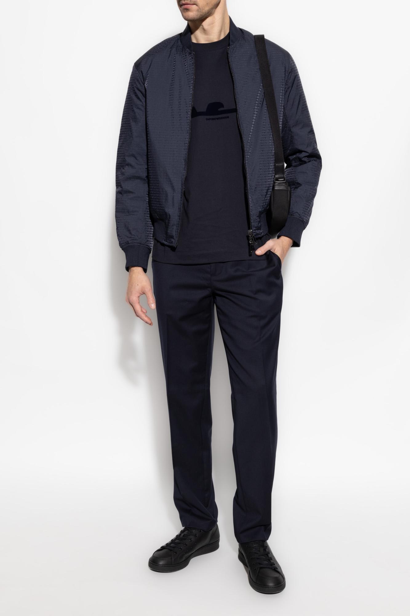 Emporio Armani Men's Nylon Bomber Jacket In Blue