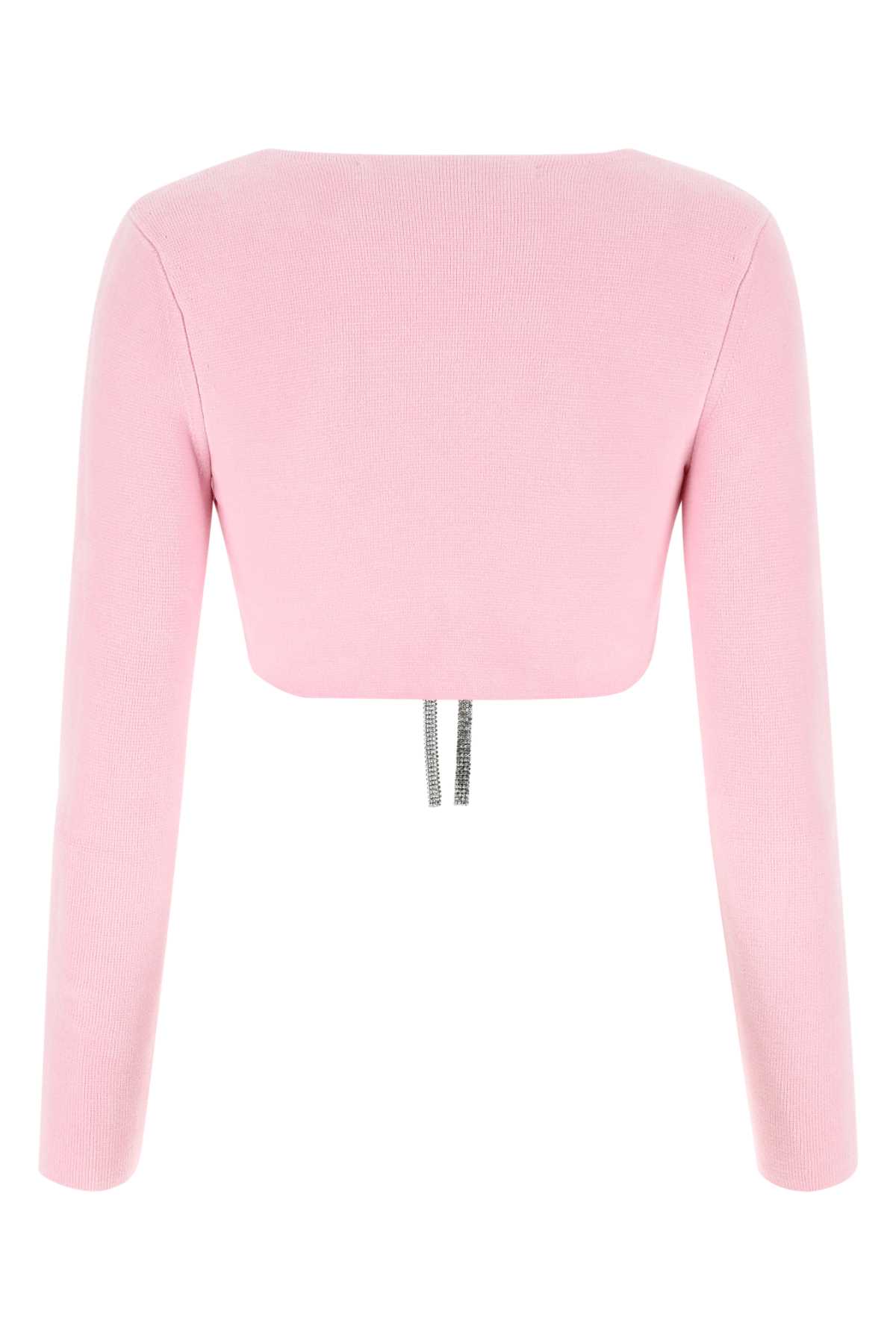 Alexander Wang Pink Stretch Cotton Blend Wrap-over Cardigan In 950
